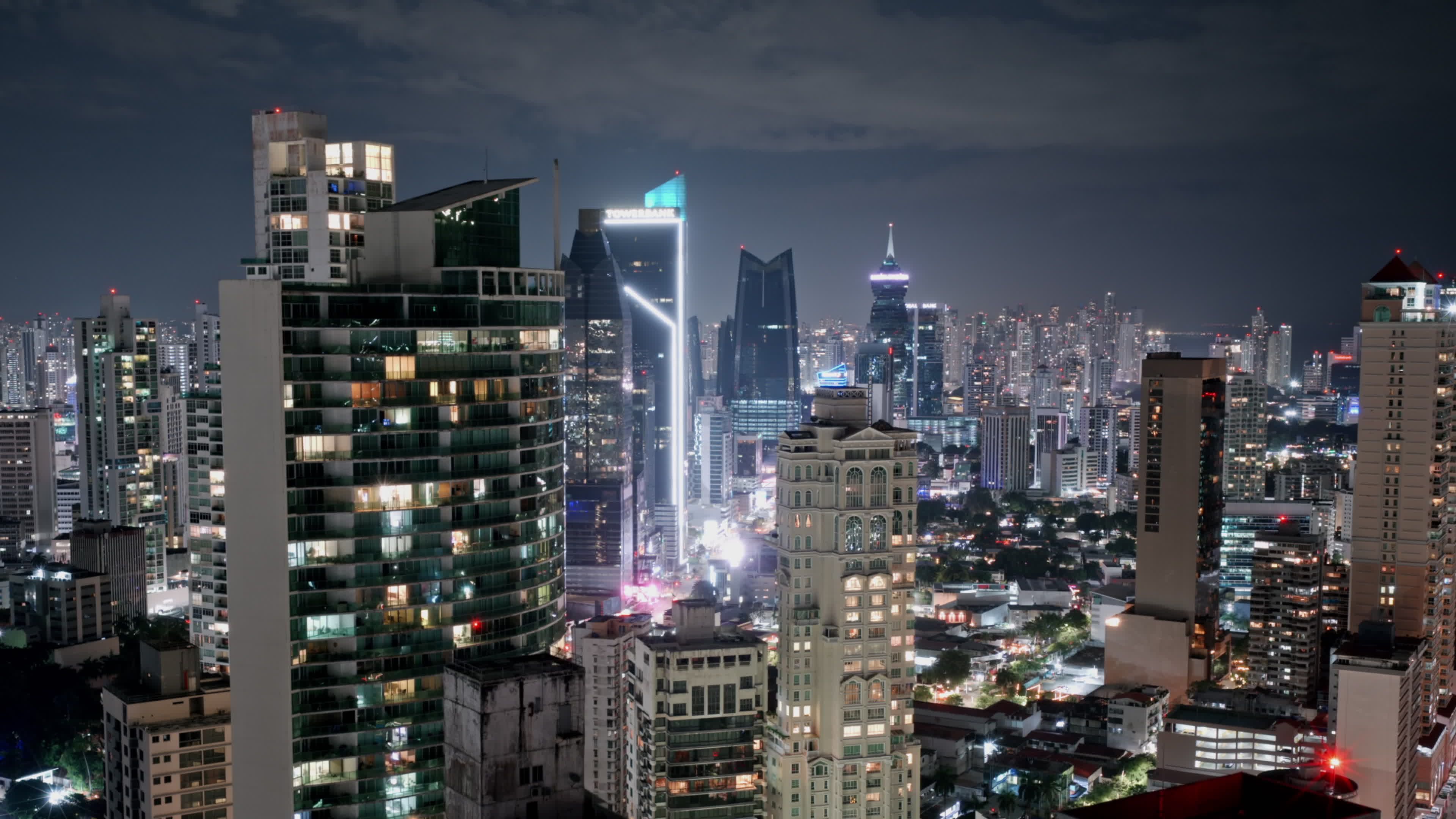stunning aerial view of panama city at night 33811913