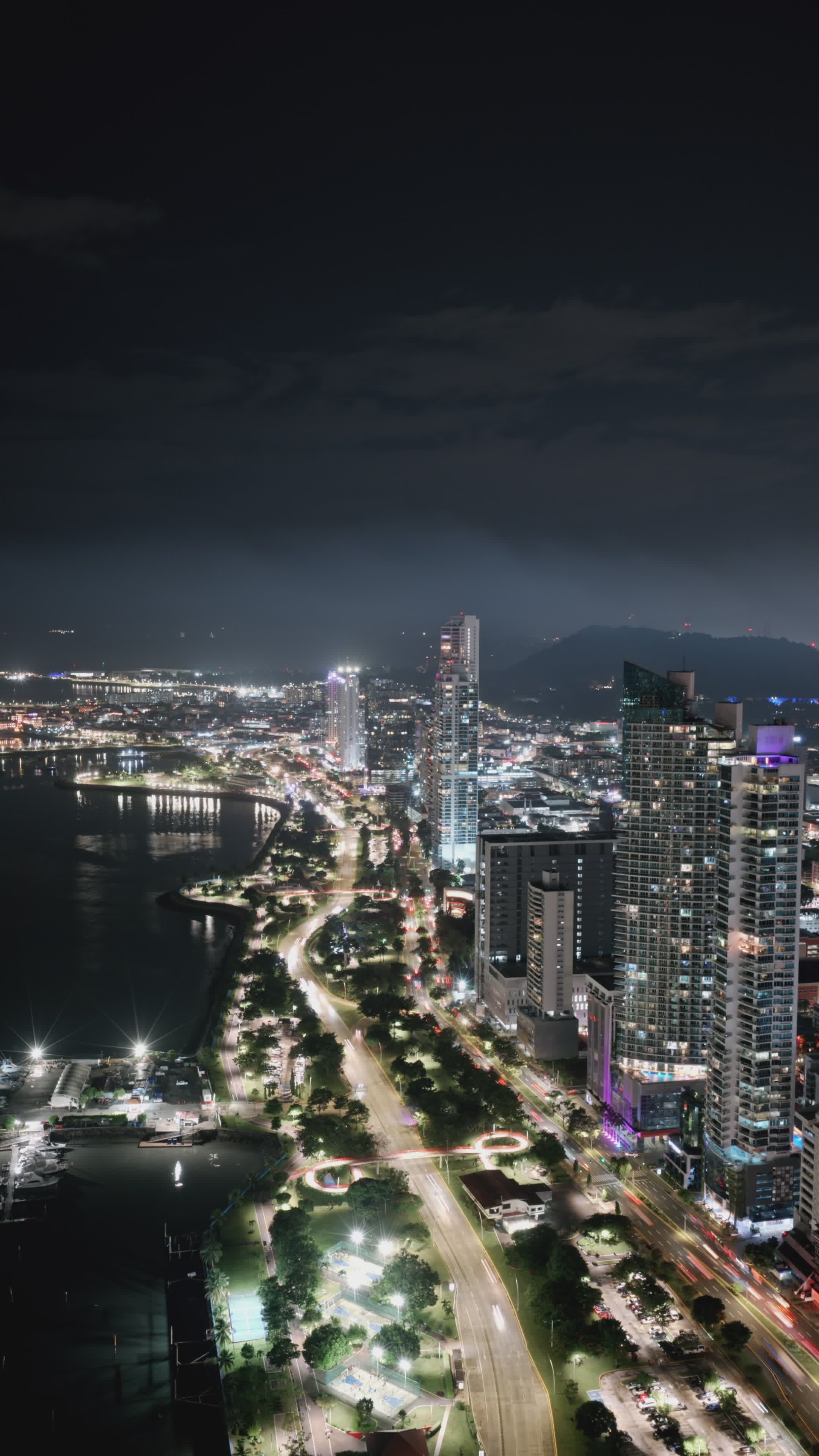 stunning aerial night view of panama city 33811919