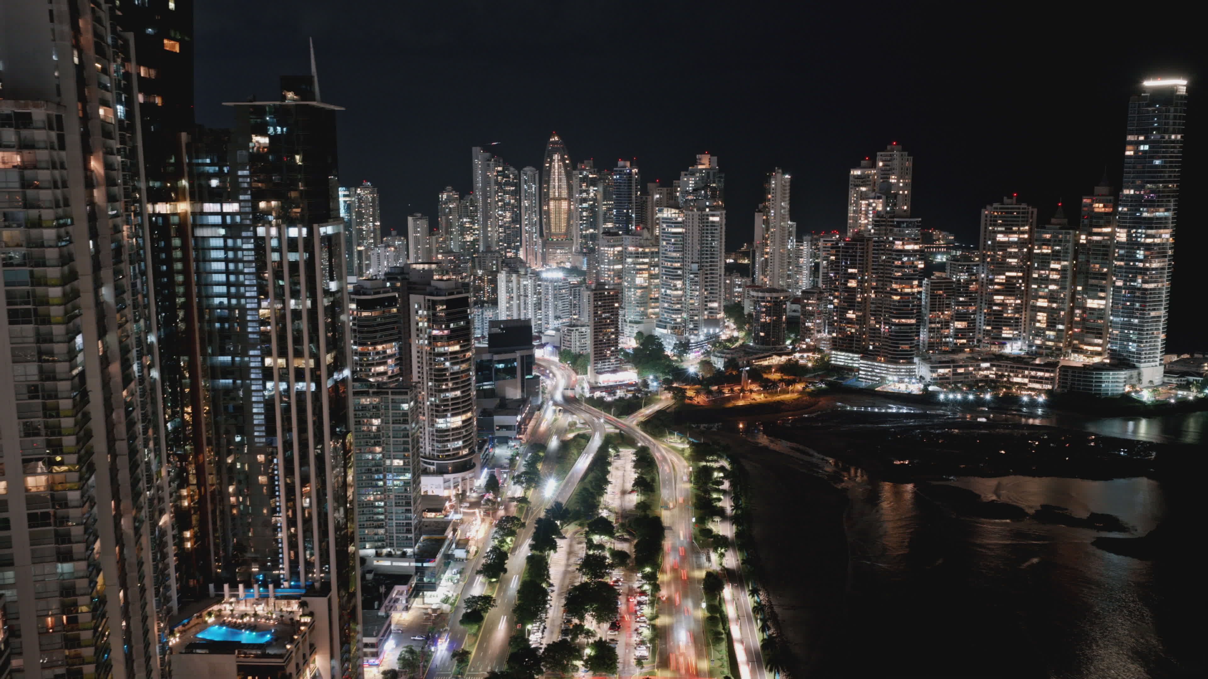 stunning aerial night view of panama city skyline 33811930 — free pexels stock footage