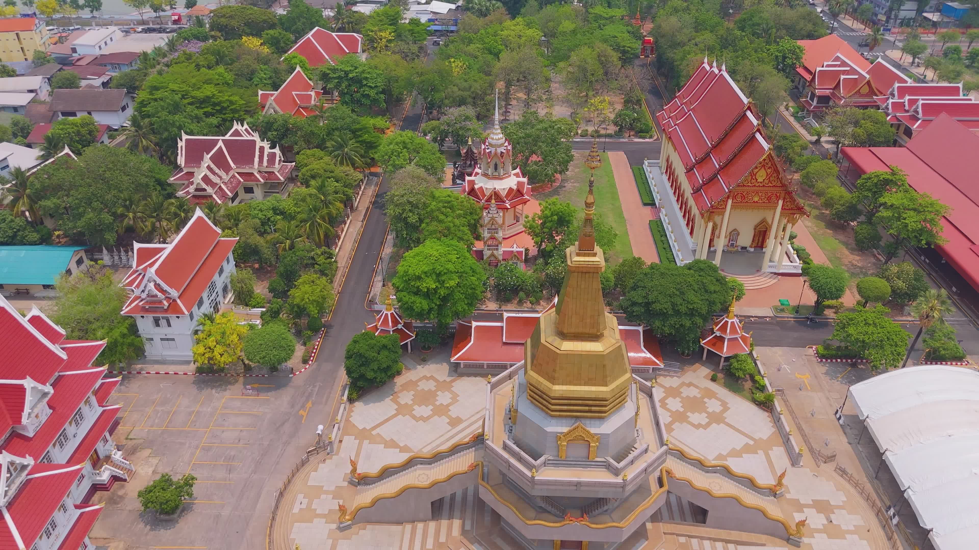 Aerial View of Udon Thani Buddhist Temples Free Stock Video Footage ...