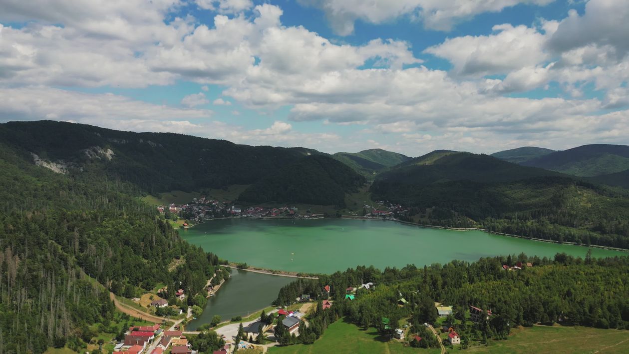 Aerial View of Scenic Mountain Lake in Summer Free Stock Video Footage ...