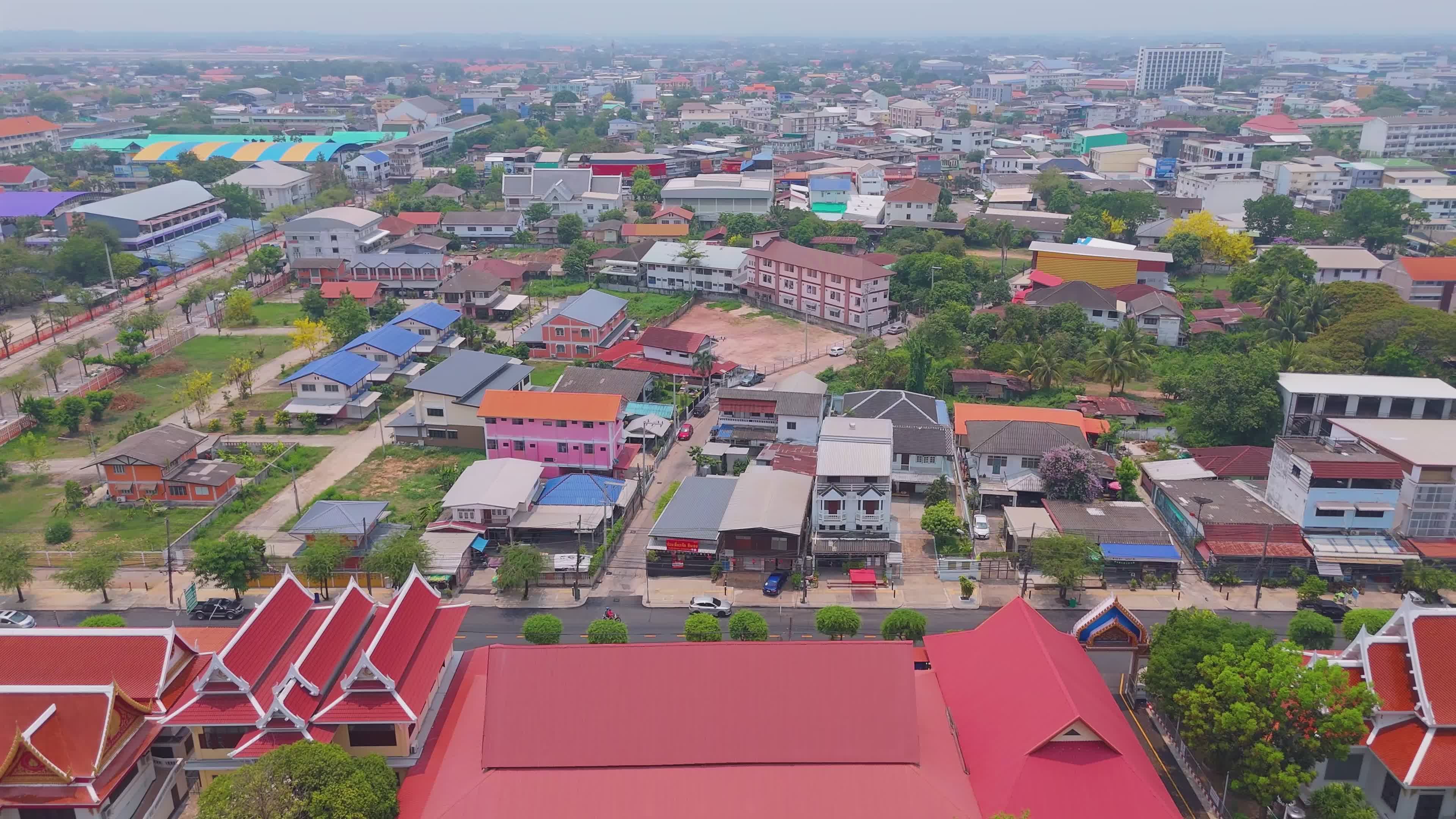 Aerial View of Udon Thani's Vibrant Skyline Free Stock Video Footage ...