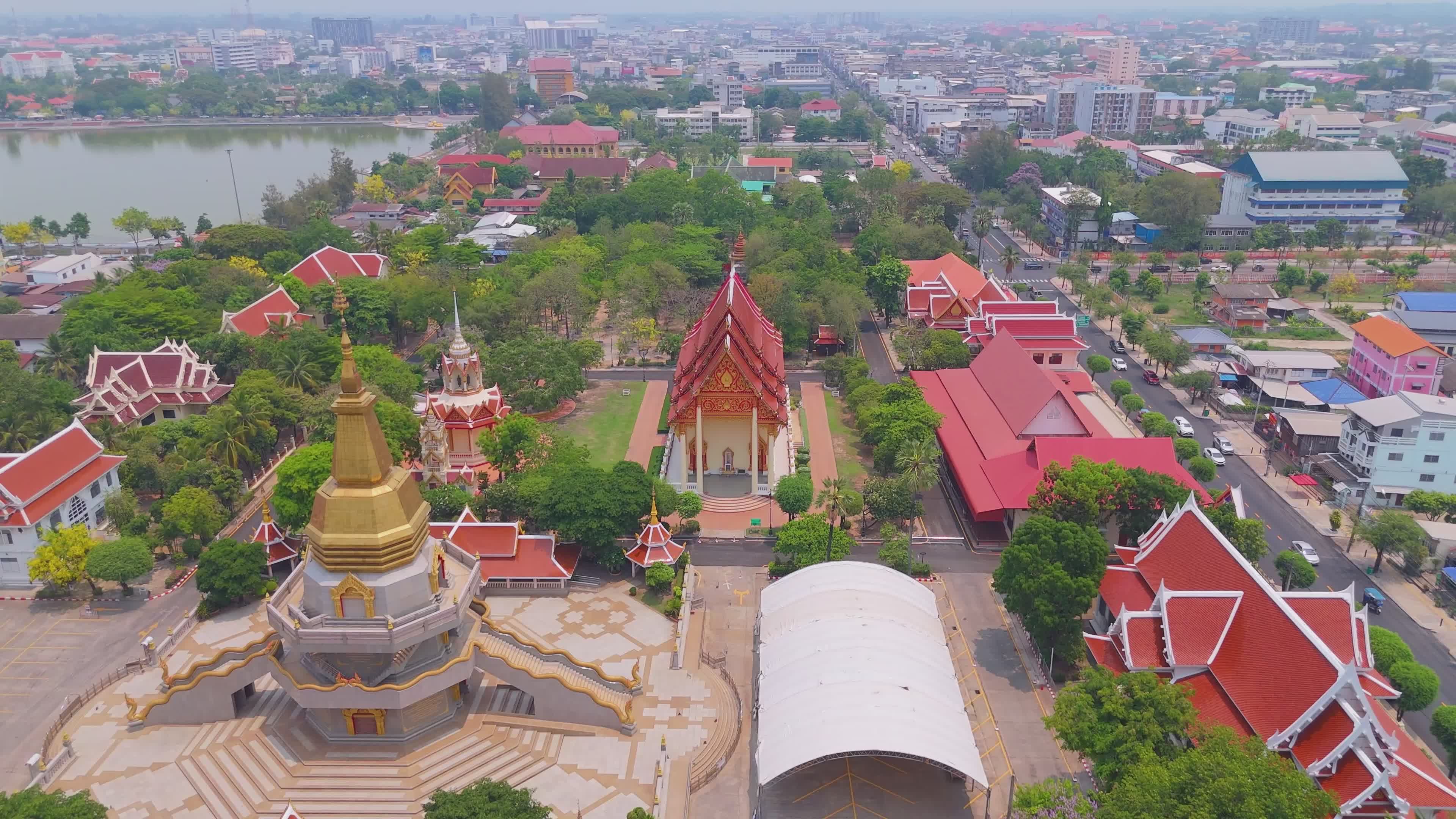 Aerial Drone View of Temples in Udon Thani Free Stock Video Footage ...