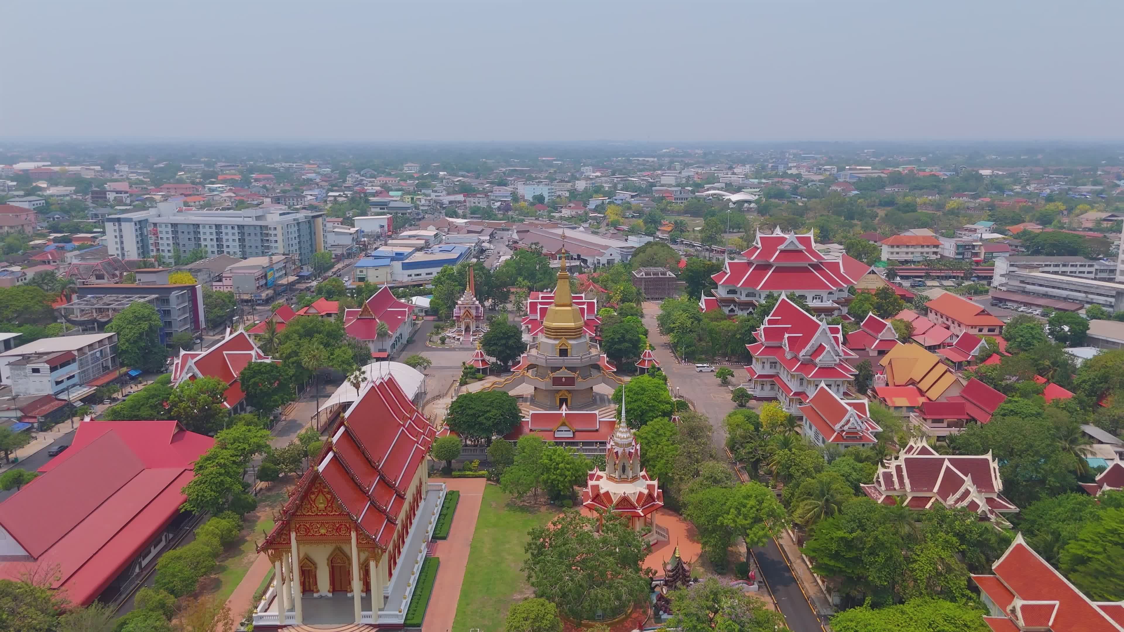 Aerial View of Temples in Udon Thani, Thailand Free Stock Video Footage ...