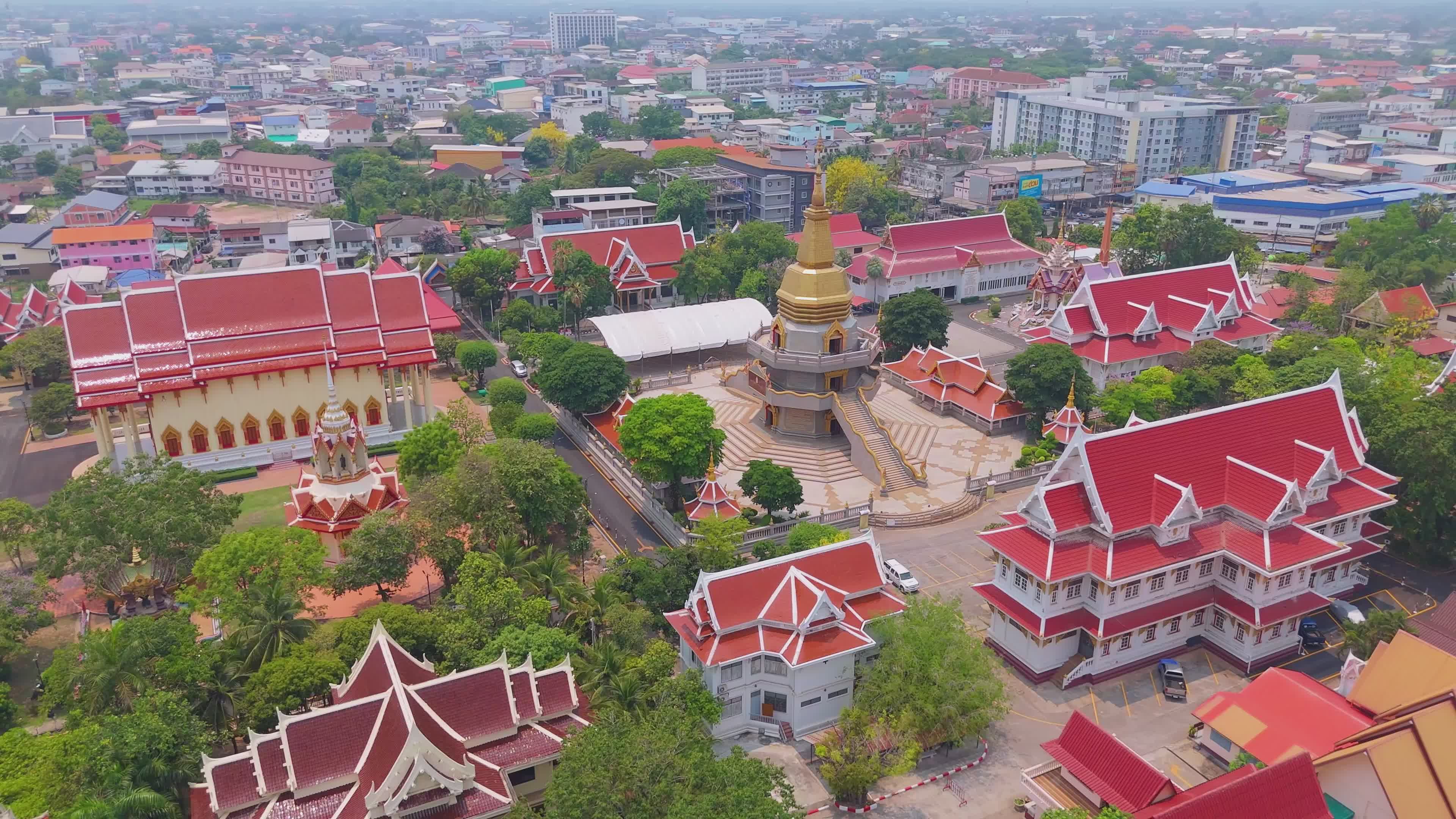 Aerial View of Temples in Udon Thani, Thailand Free Stock Video Footage ...