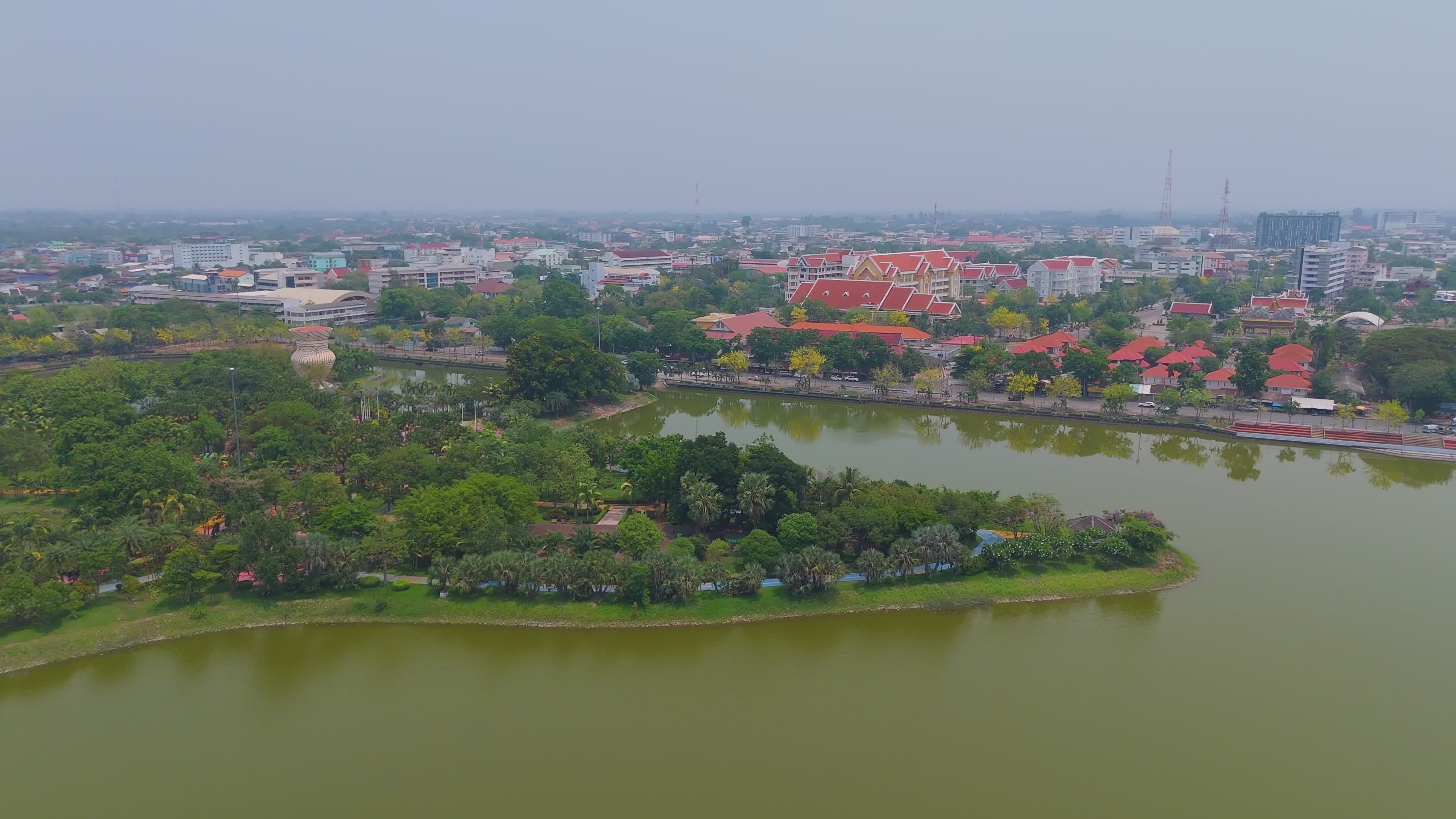 Aerial View of Udon Thani's Scenic Temples Free Stock Video Footage ...