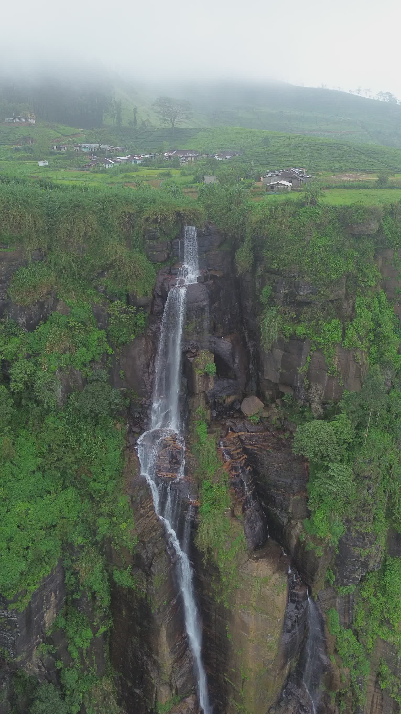 Breathtaking Drone View of Tall Waterfall Free Stock Video Footage ...