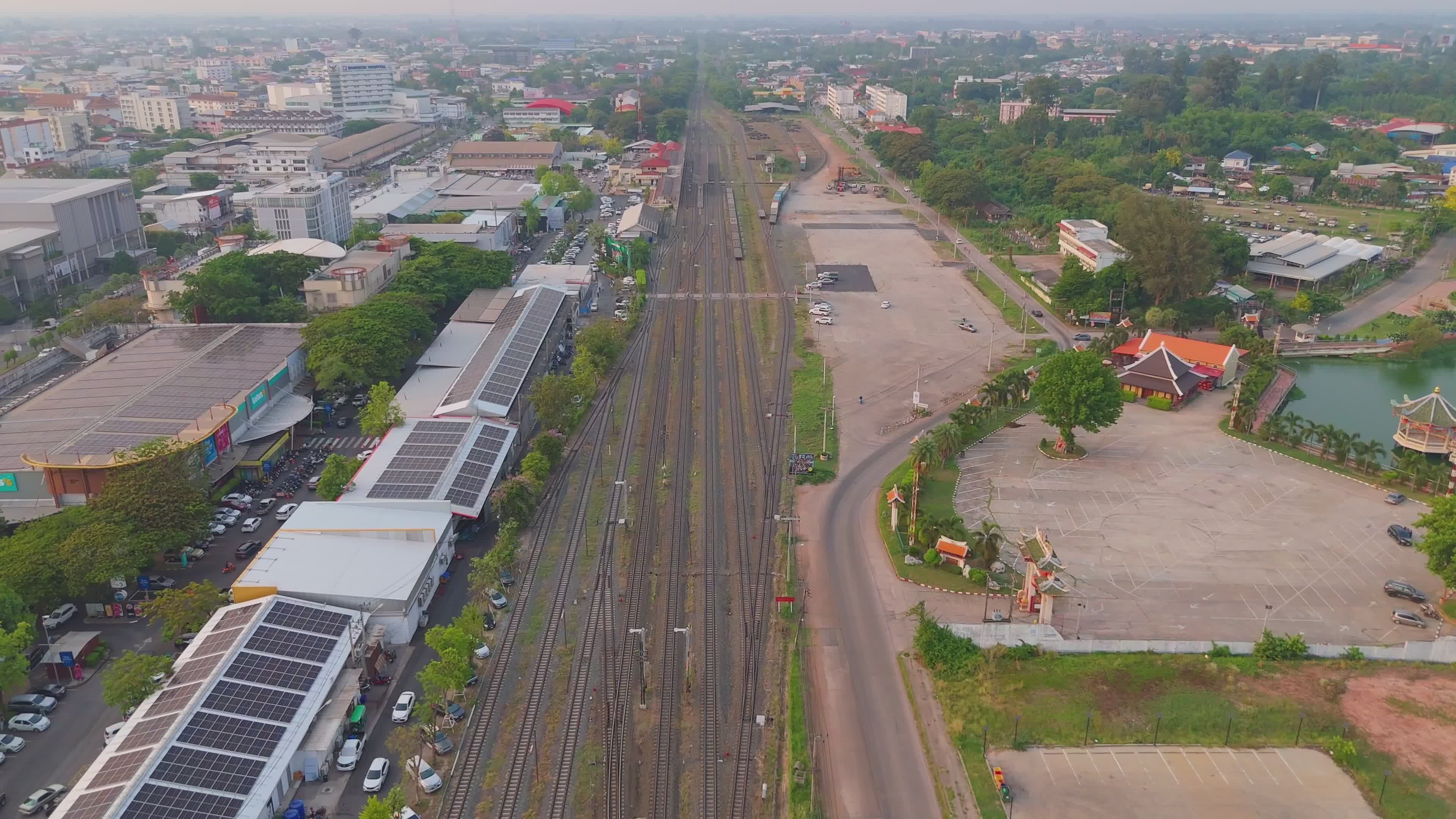 Aerial View of Udon Thani's Railway and Cityscape Free Stock Video ...