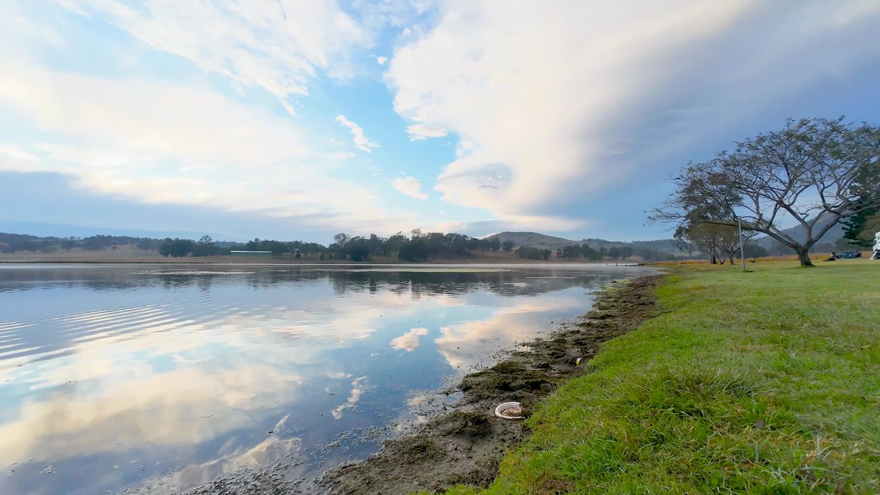 Calm Lake with Reflective Clouds at Twilight Free Stock Video Footage ...