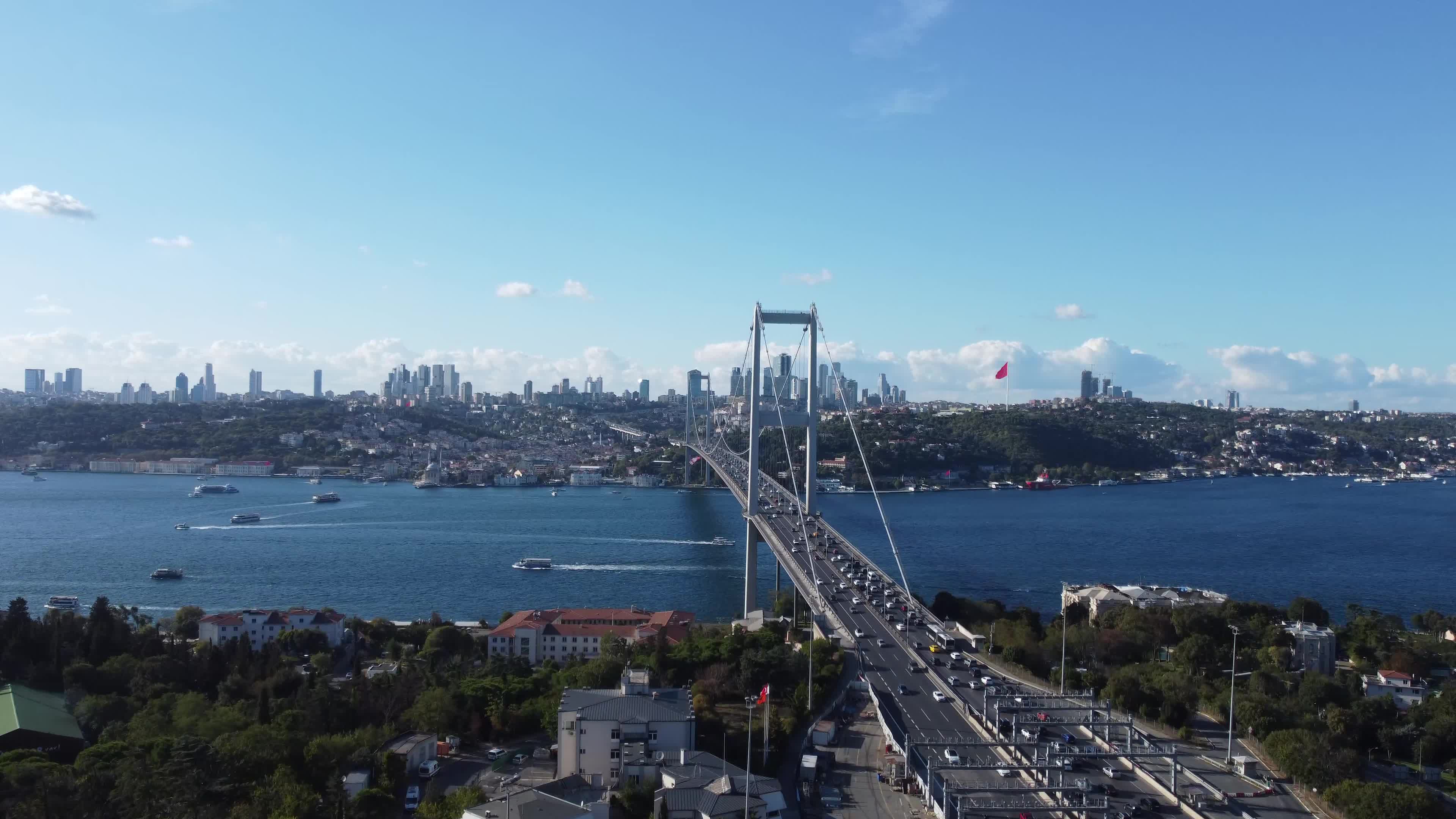 Stunning Aerial View of Bosphorus Bridge in Istanbul Free Stock Video ...