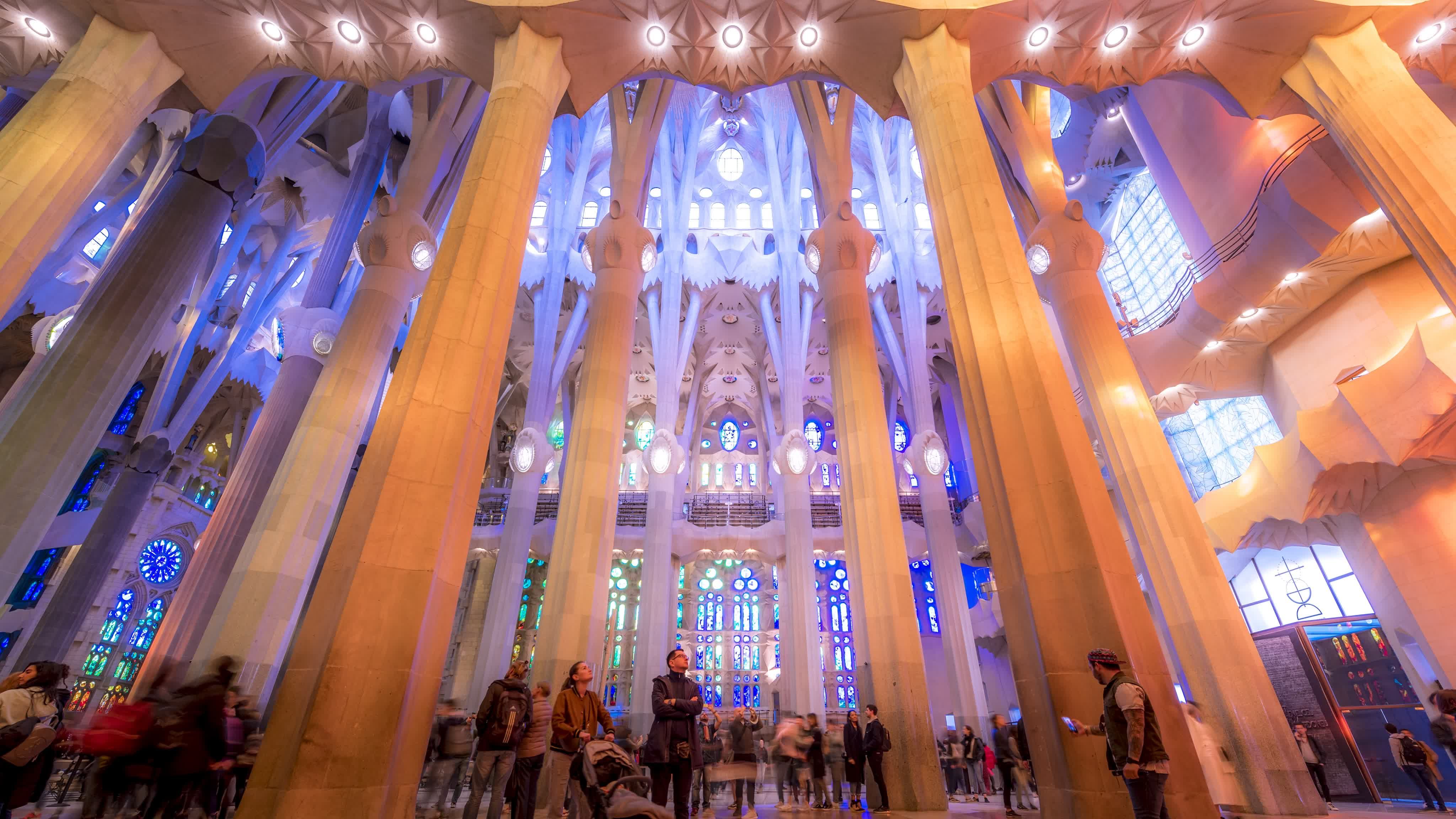 Timelapse of Sagrada Familia Interior in Barcelona Free Stock Video ...