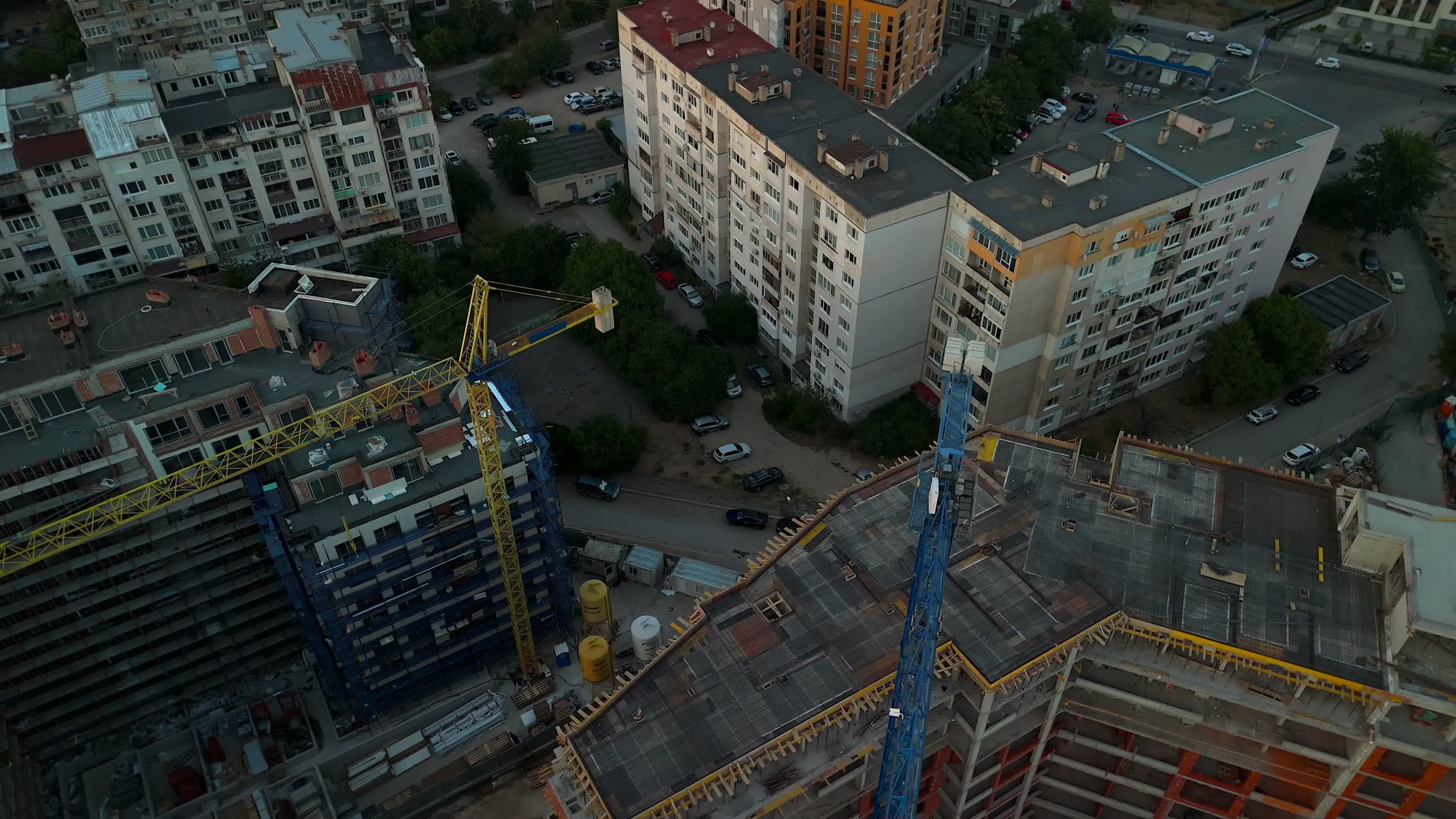 Aerial View of Urban Construction Site at Dusk Free Stock Video Footage ...