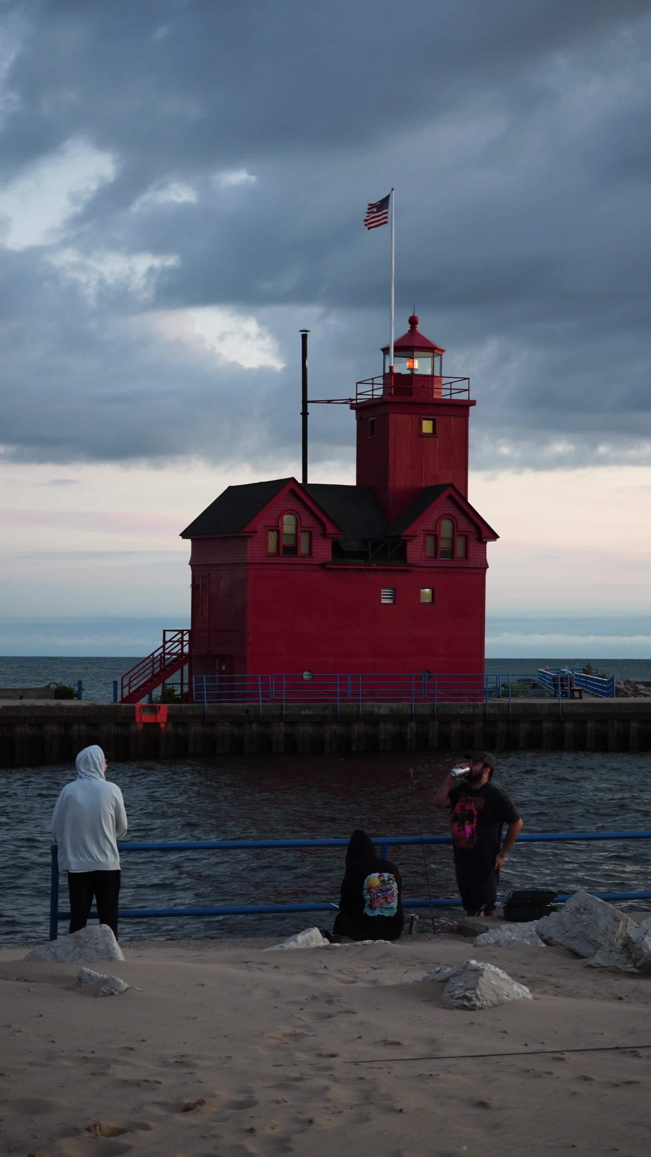 Majestic Red Lighthouse at Twilight Free Stock Video Footage, Royalty ...