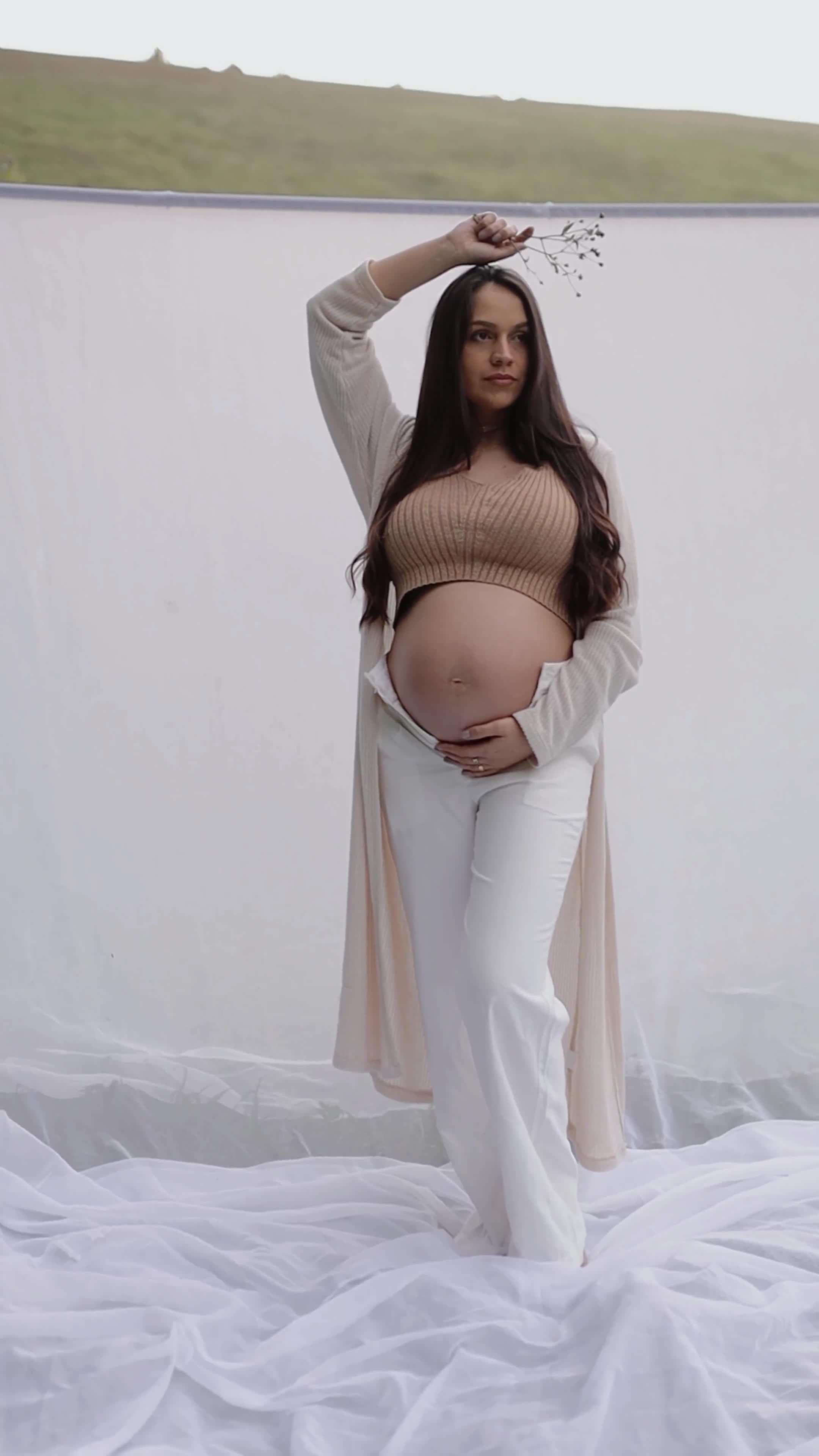 Elegant Maternity Photoshoot Portrait Outdoors Free Stock Video Footage ...