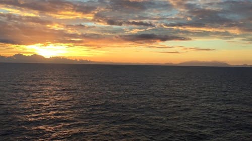 Sunset View Over The Sea Horizon