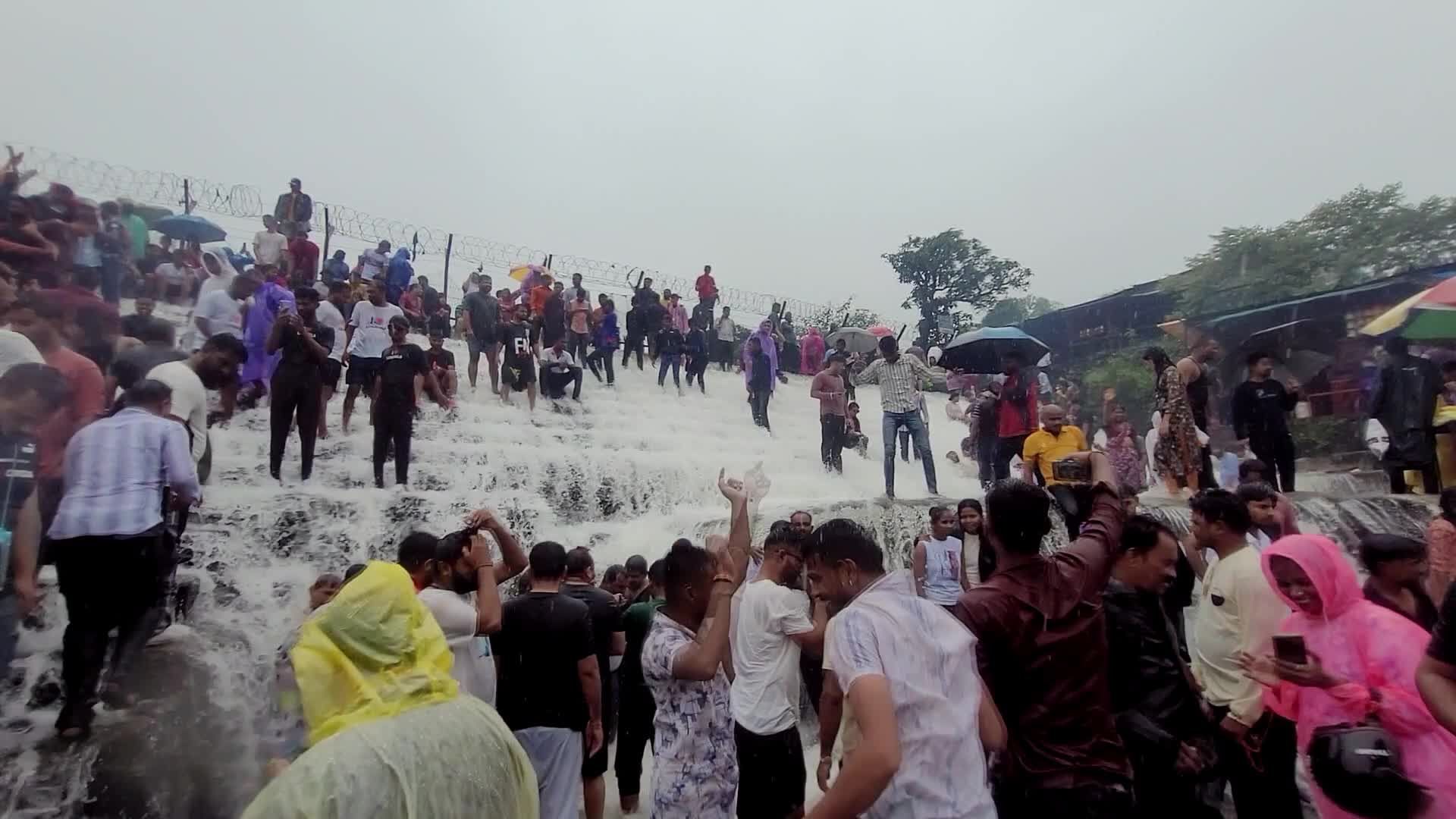 Vibrant Tourist Gathering at Waterfall Free Stock Video Footage ...