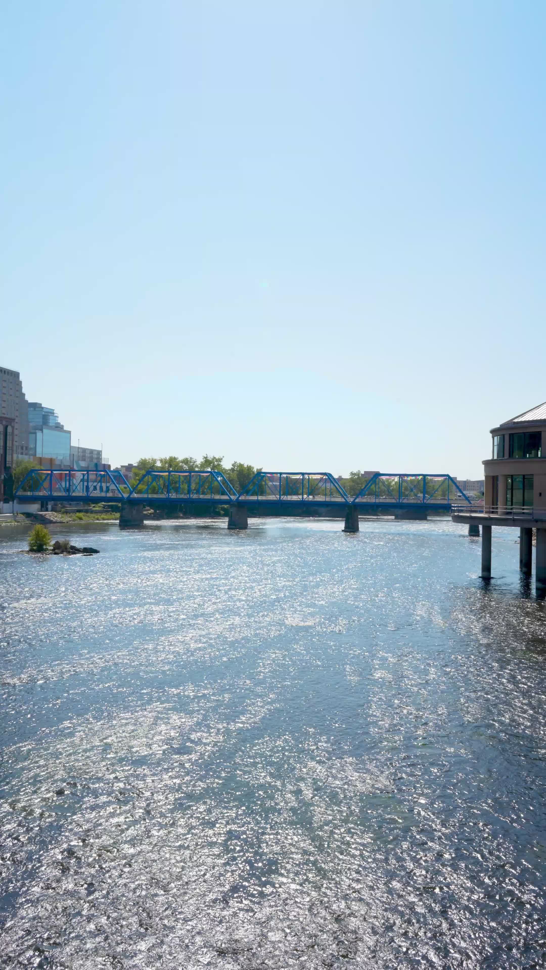 Scenic View of Grand Rapids Blue Bridge Free Stock Video Footage ...