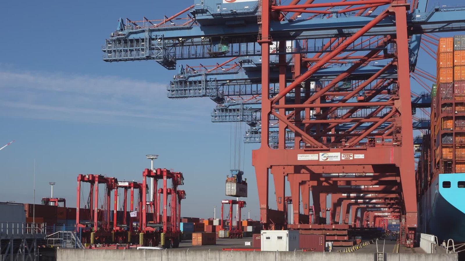 A container ship is docked at a port Free Stock Video Footage, Royalty ...