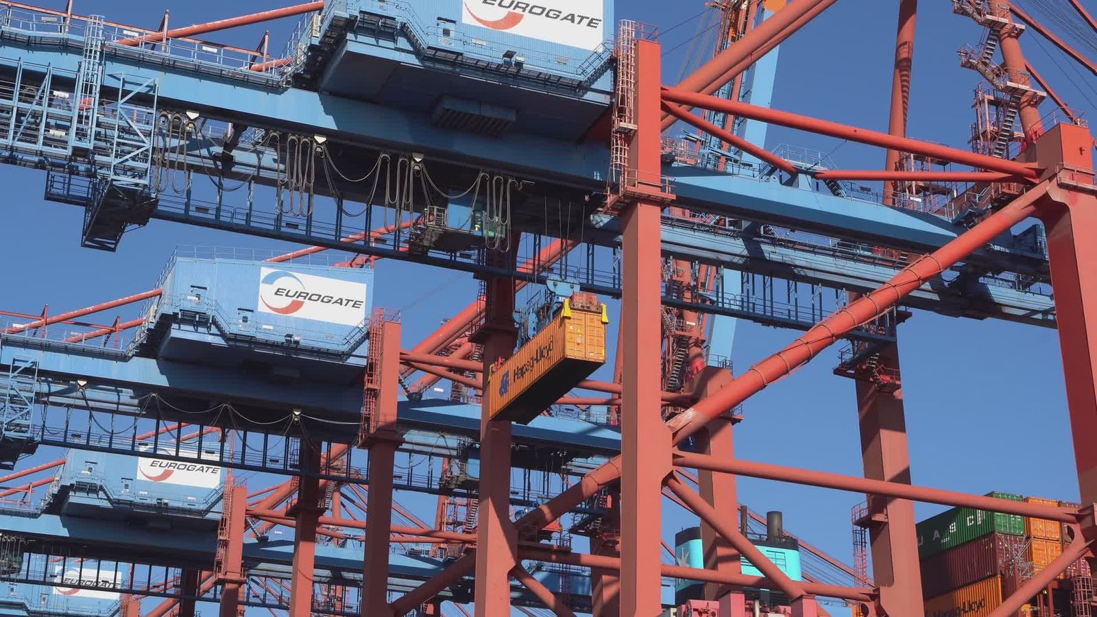 A container ship is docked at a port Free Stock Video Footage, Royalty ...