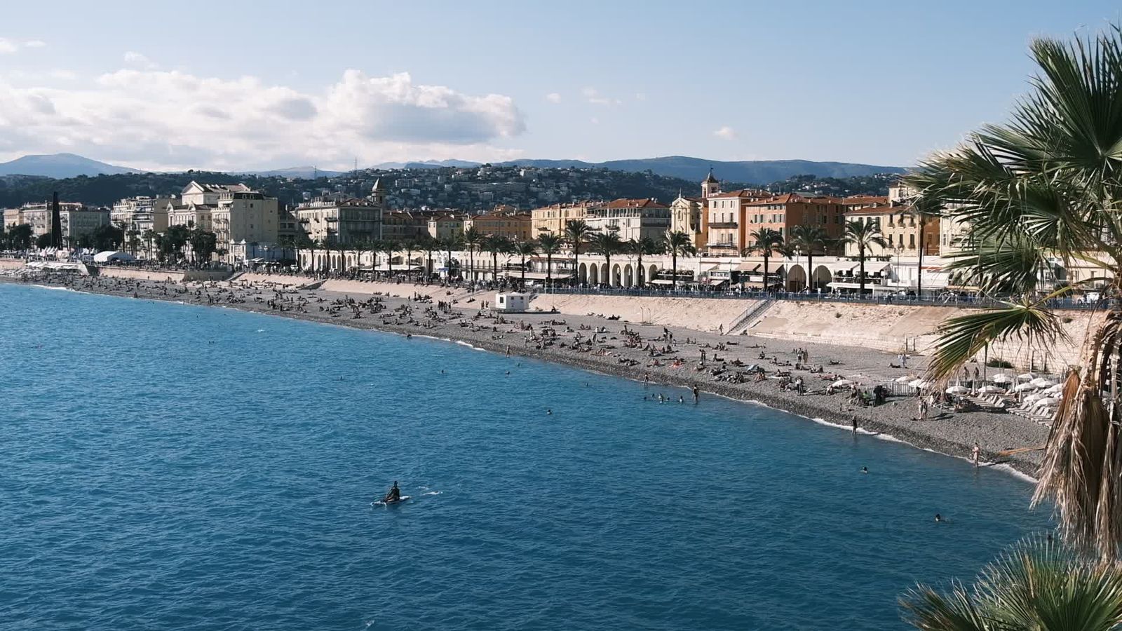 Vista aérea del paseo marítimo de Niza, Riviera francesa