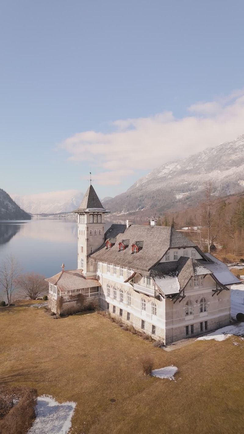 Scenic austrian lakeside castle view