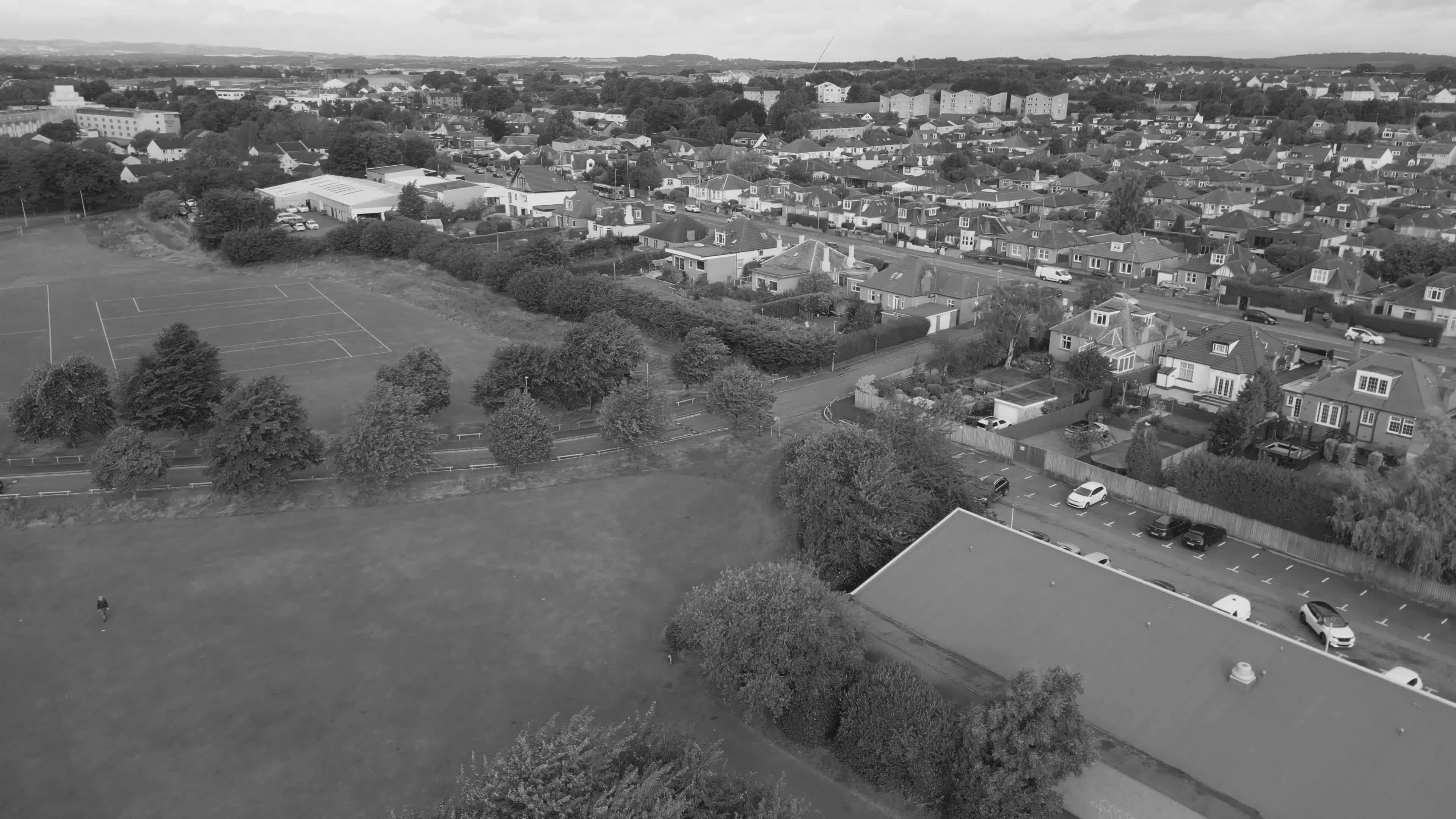 aerial view of suburban neighborhood and parks 34152124