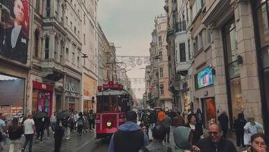 bustling istiklal avenue with iconic tram
