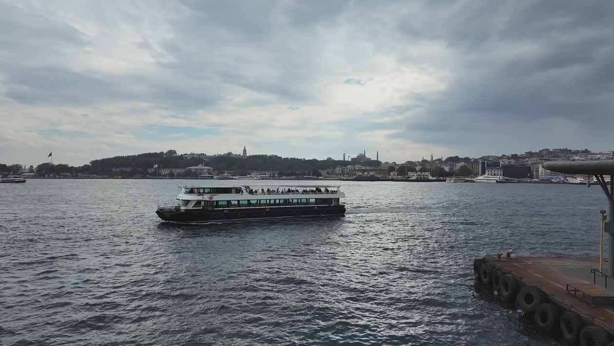 Ferry Crossing Bosphorus with Istanbul Skyline Free Stock Video Footage ...