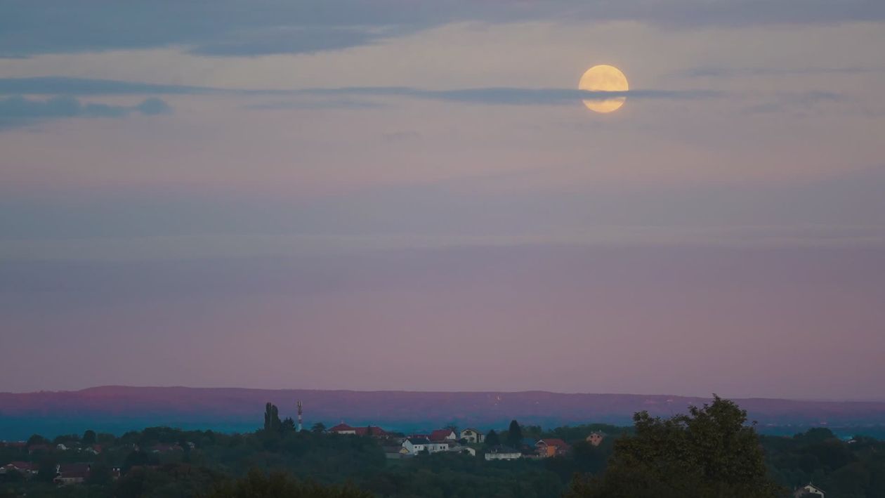 Full Moon Over Twilight Urban Landscape Free Stock Video Footage ...
