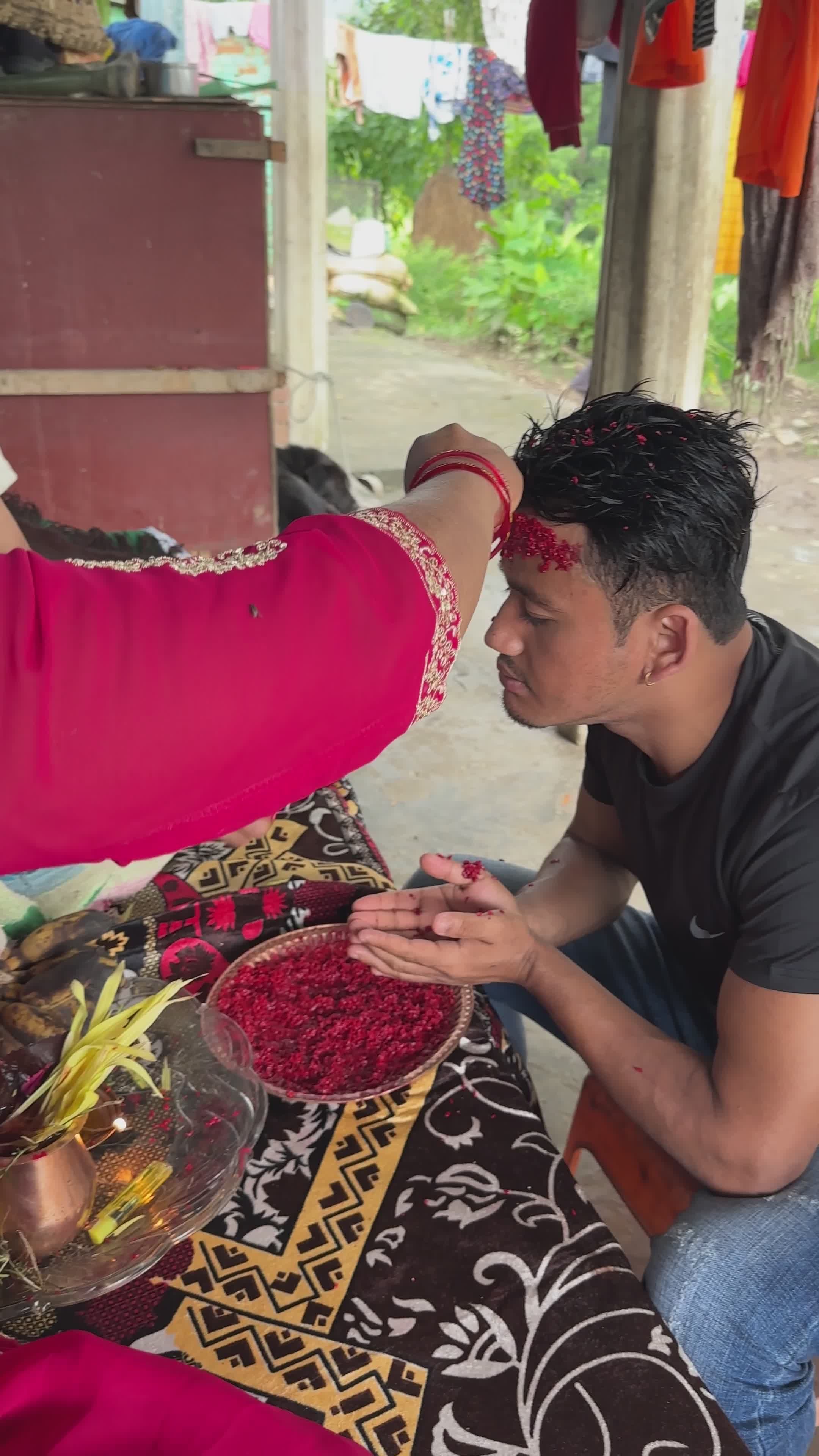 Traditional Ritual with Tika Ceremony Outdoors Free Stock Video Footage ...