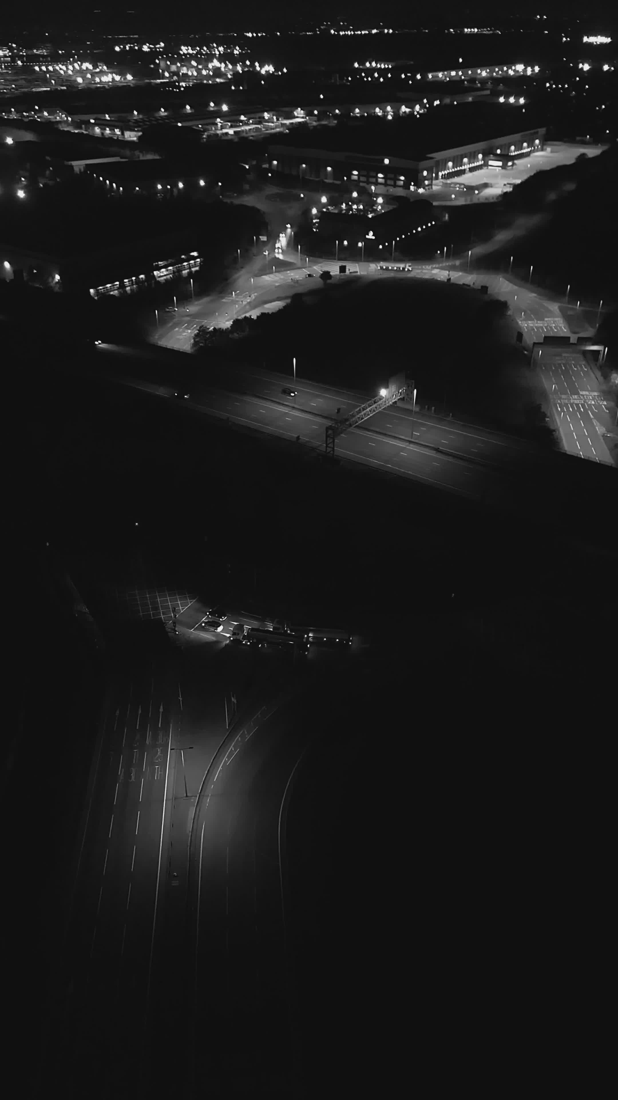 Aerial Night View with Illuminated City Lights Free Stock Video Footage ...