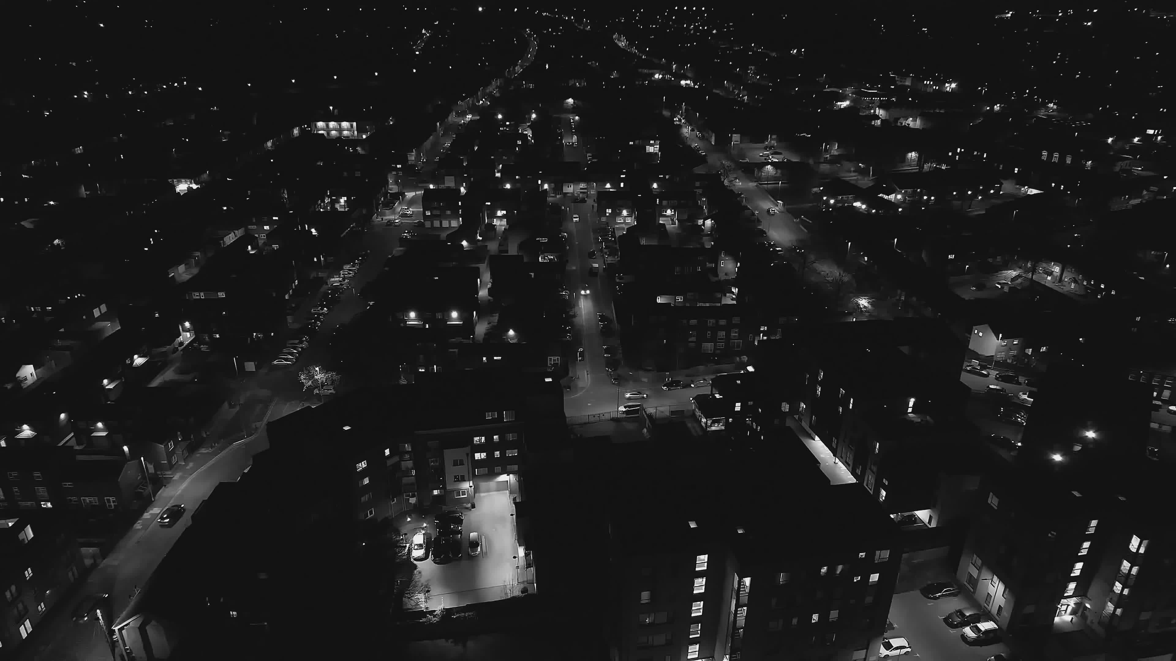 Dramatic Aerial View of City at Night Free Stock Video Footage, Royalty ...