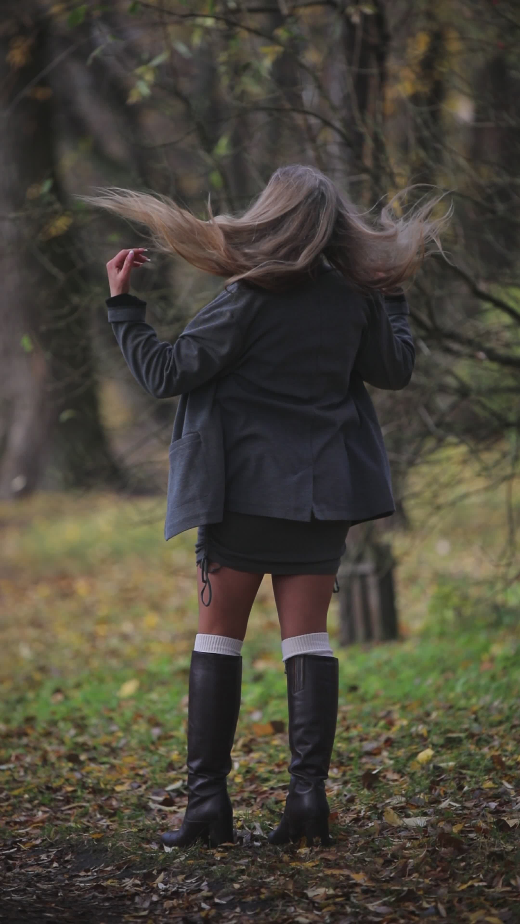 Young Woman Strolling in Autumn Forest Free Stock Video Footage ...