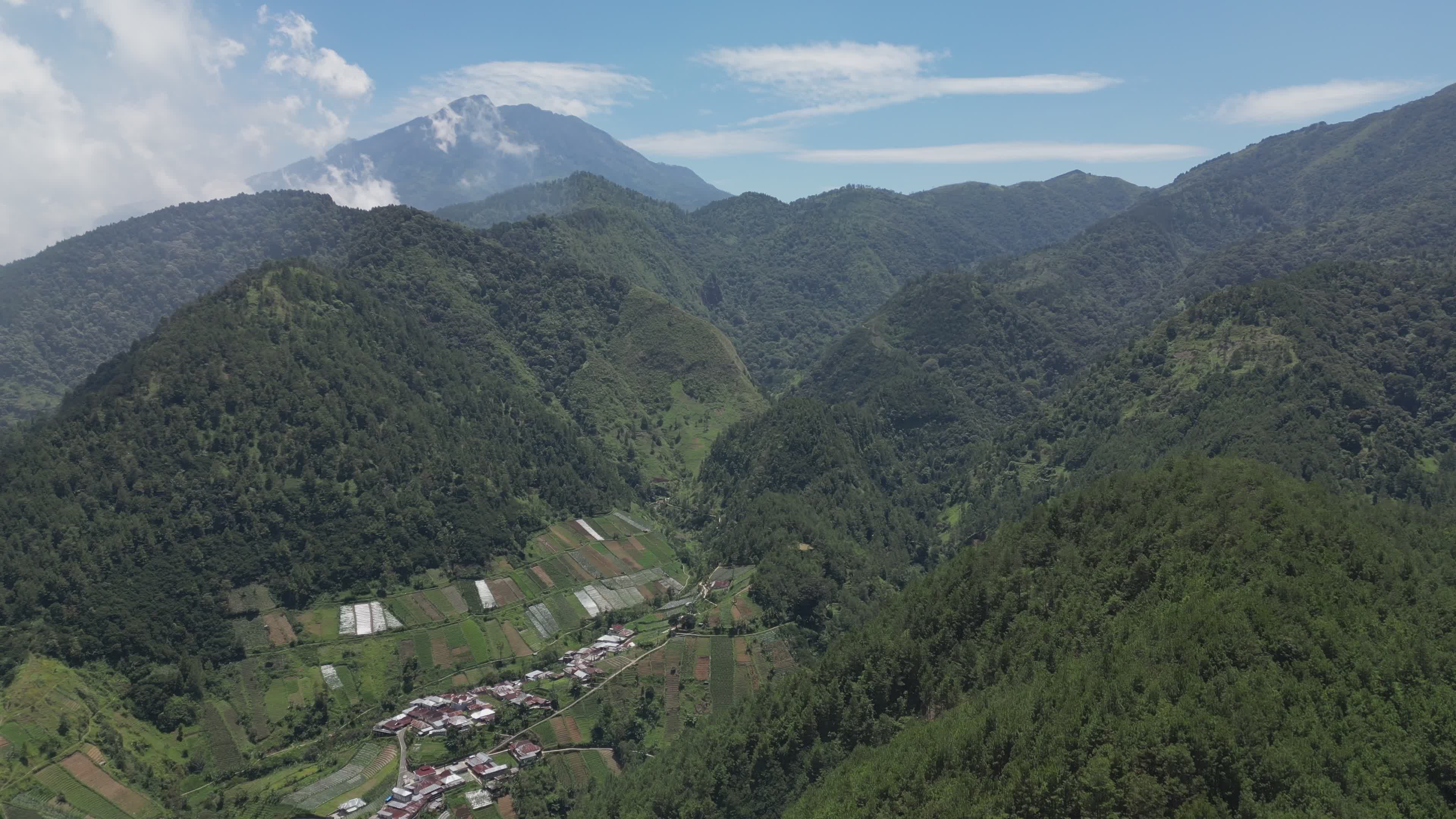 Stunning Aerial View of Lush Green Mountain Village Free Stock Video ...