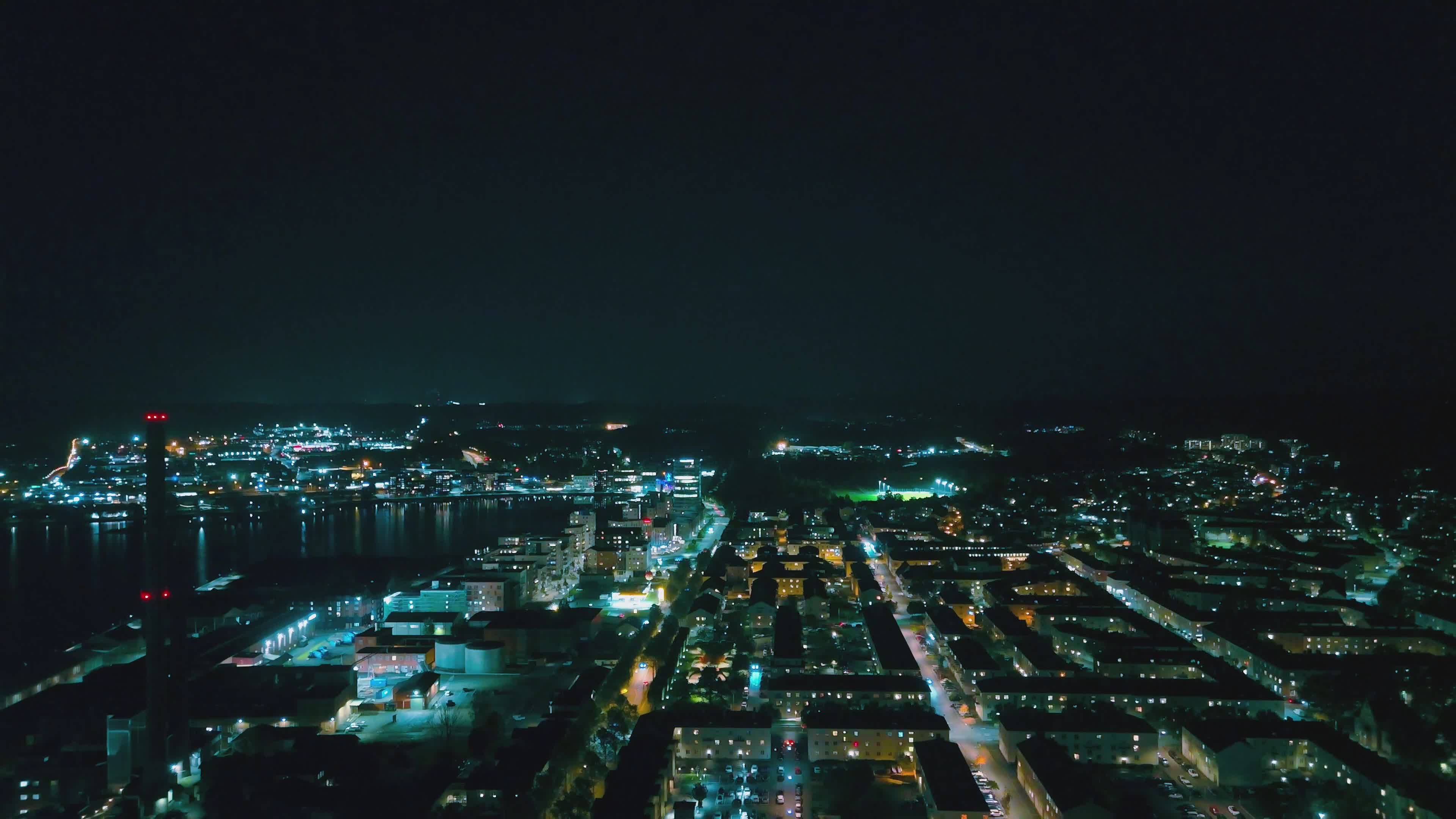 Aerial Night View of Urban Cityscape Free Stock Video Footage, Royalty ...