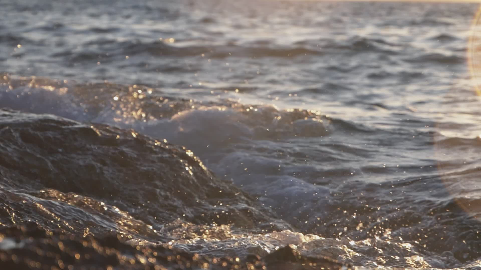 Dramatic Seascape with Crashing Waves at Sunset Free Stock Video ...
