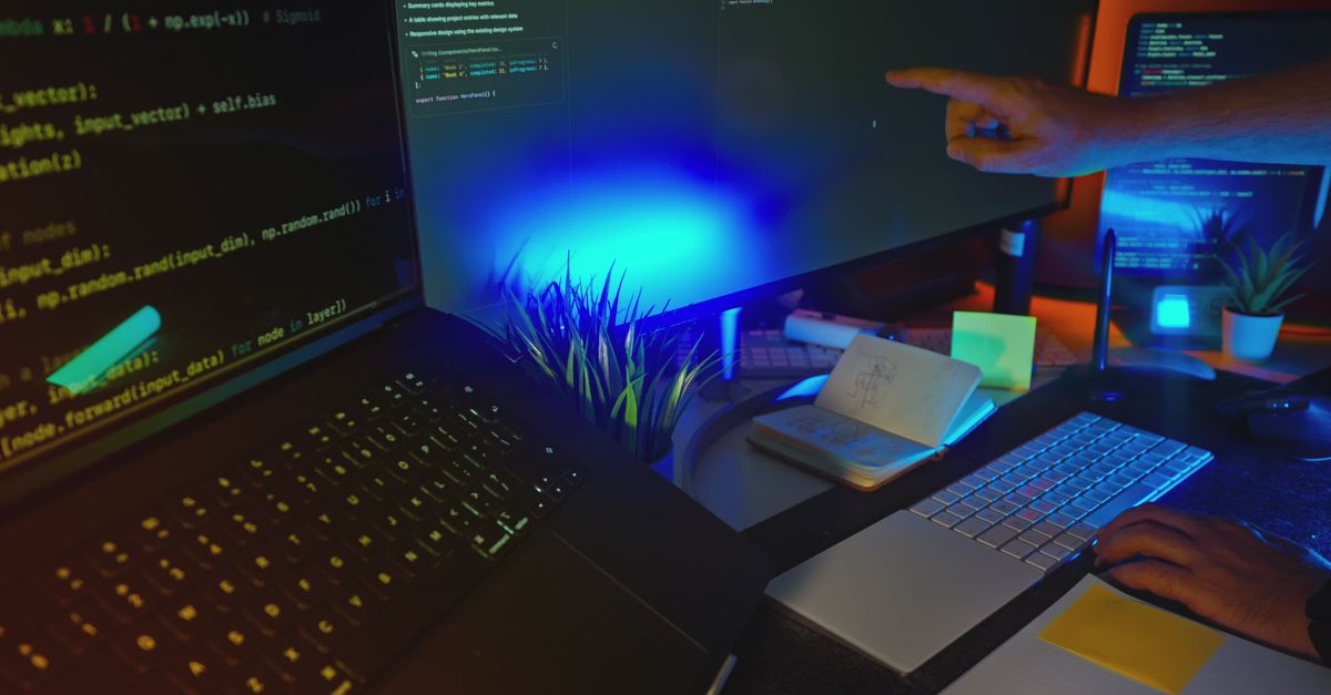 Modern Programmer Working on Multiscreen Setup Free Stock Video Footage ...
