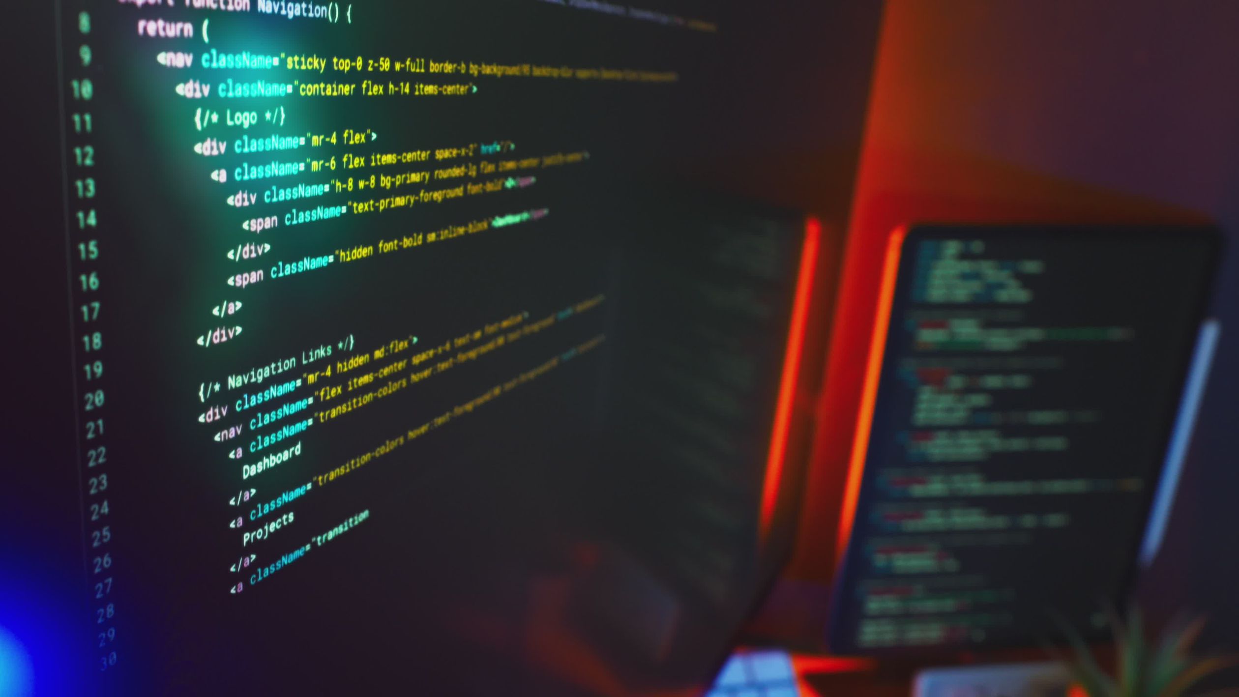 Modern Desktop Coding Setup with Neon Glow Free Stock Video Footage ...