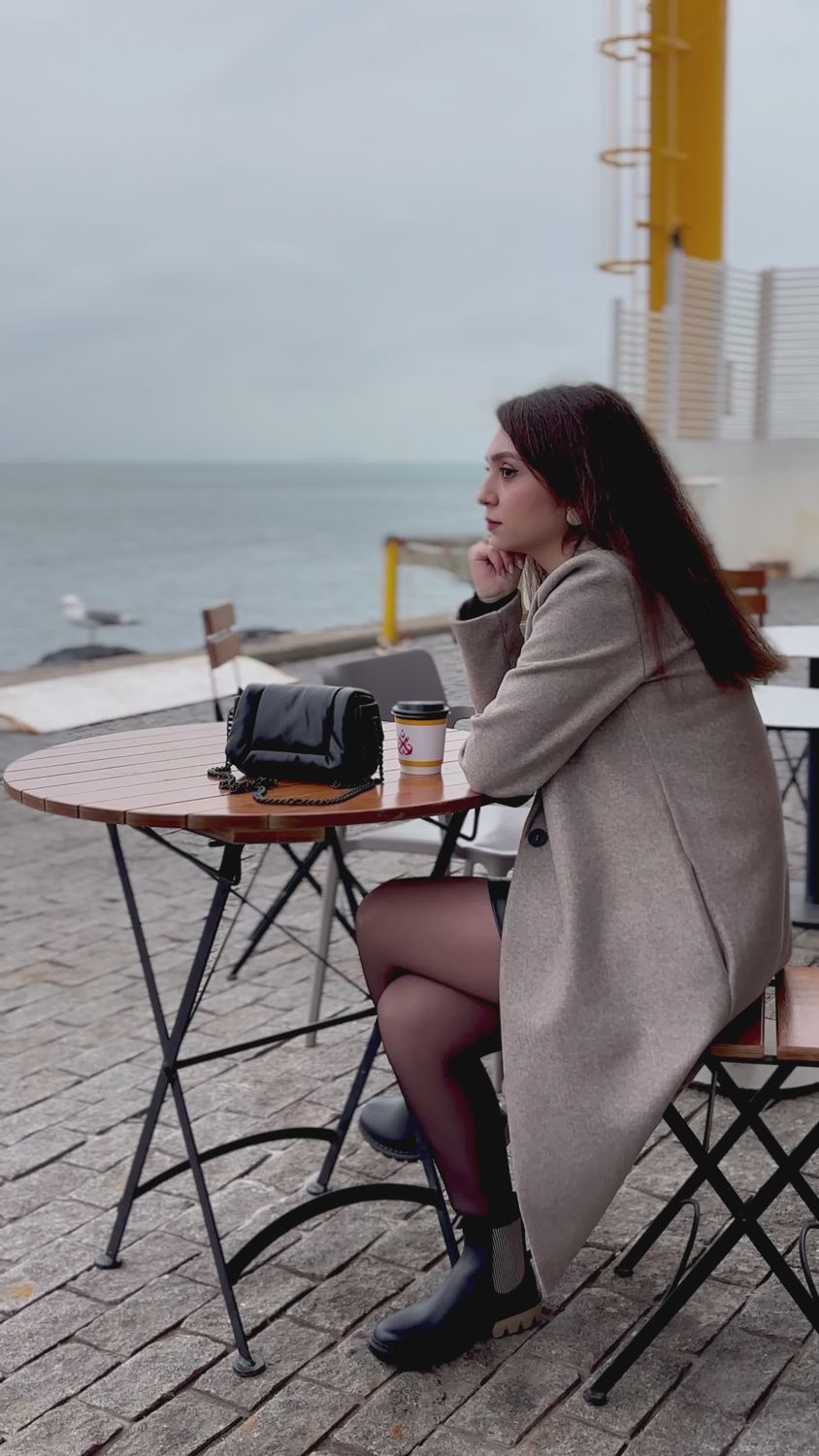 Woman Enjoying Coffee at Seaside Cafe Free Stock Video Footage, Royalty ...