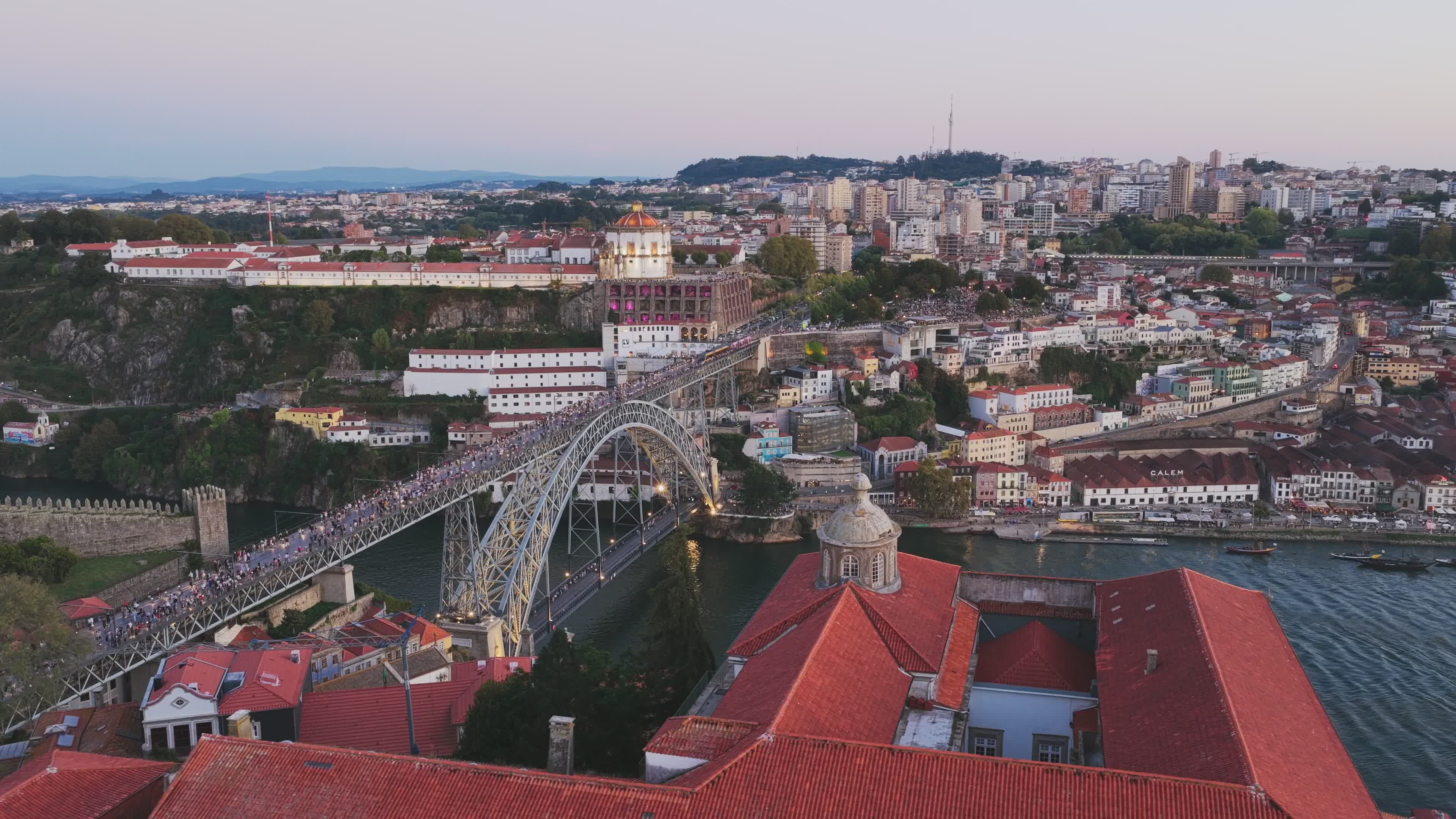 Aerial View of Dom Luís I Bridge in Porto Free Stock Video Footage ...