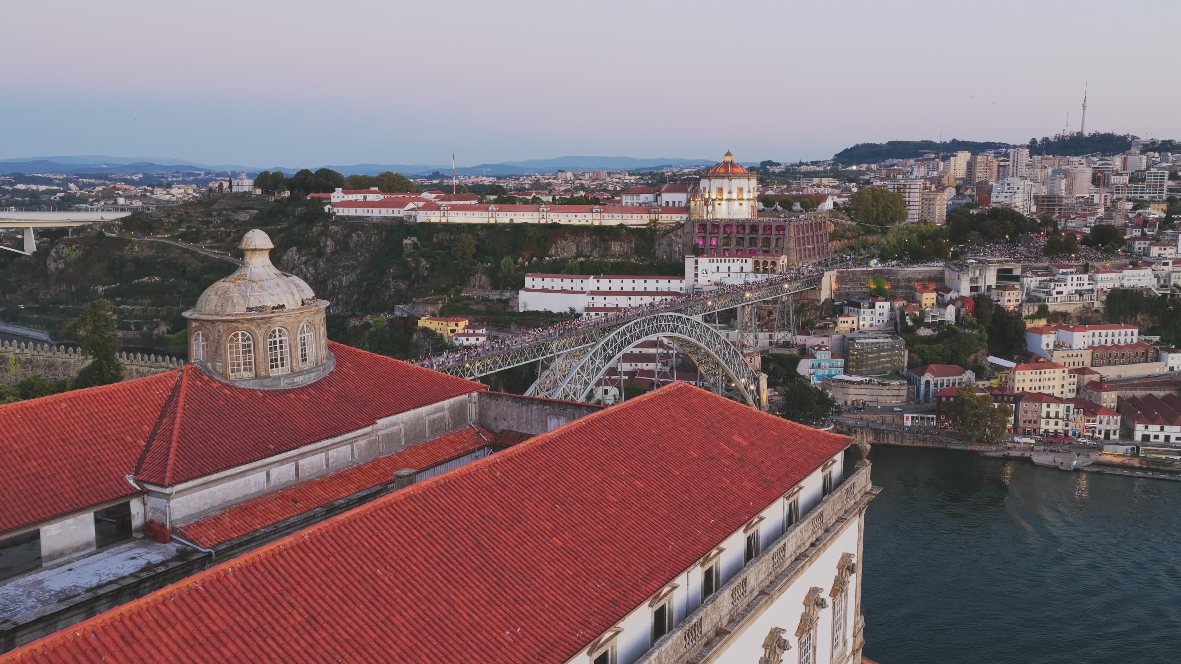 Breathtaking Aerial View of Dom Luís I Bridge Free Stock Video Footage ...