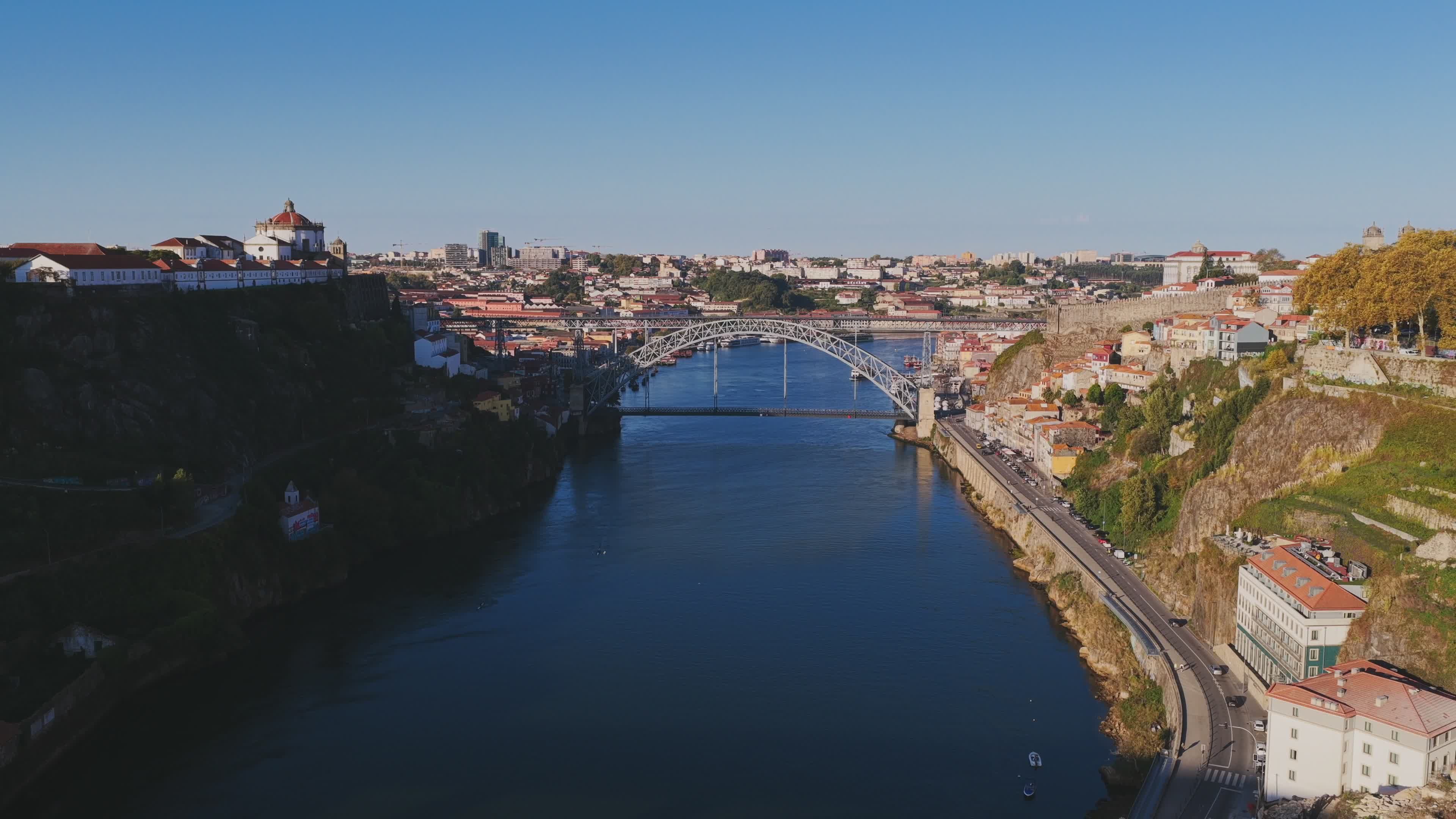 Stunning Aerial View of Porto's Dom Luís I Bridge Free Stock Video ...