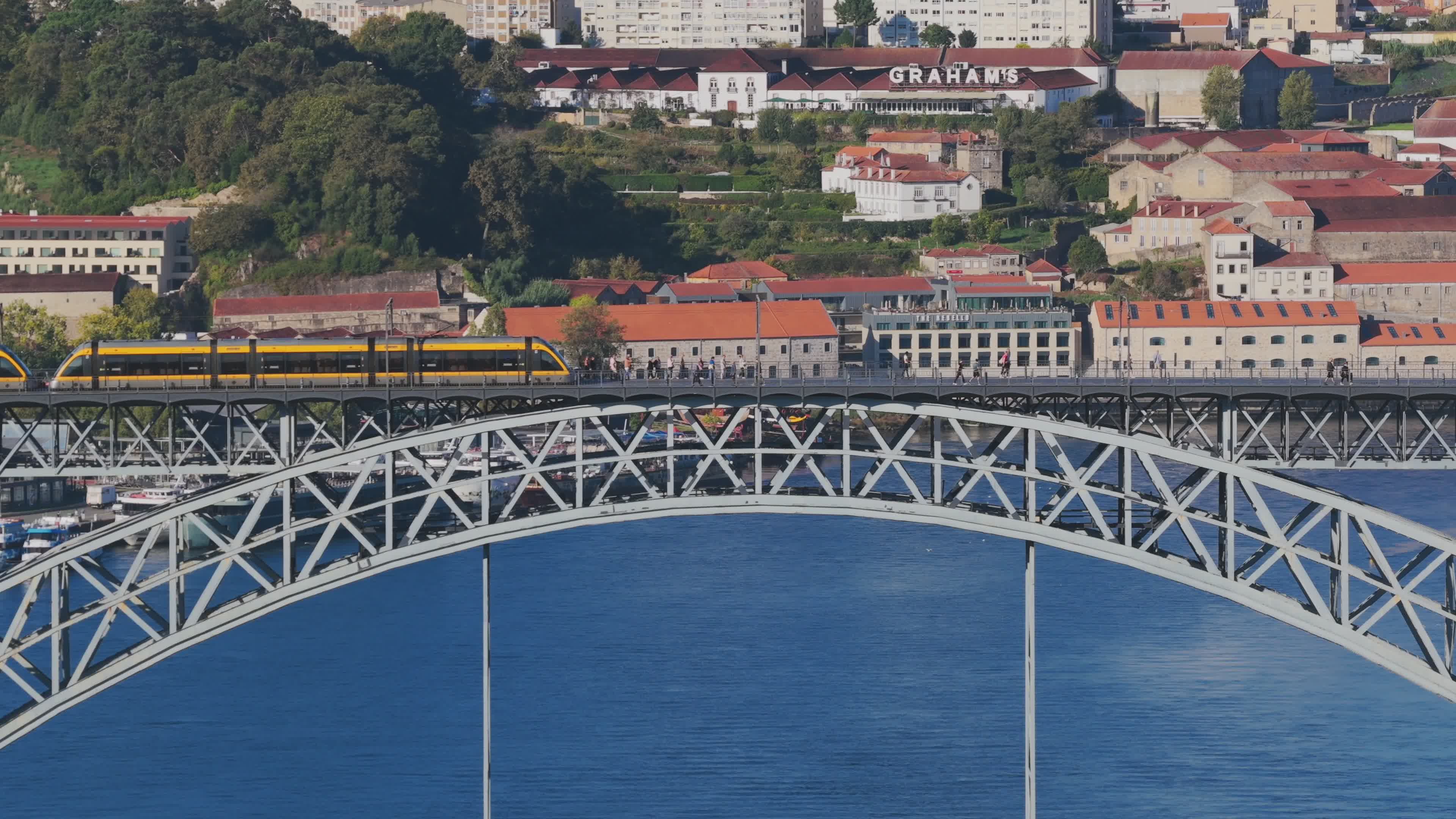 Aerial View of Dom Luis I Bridge in Porto Free Stock Video Footage ...
