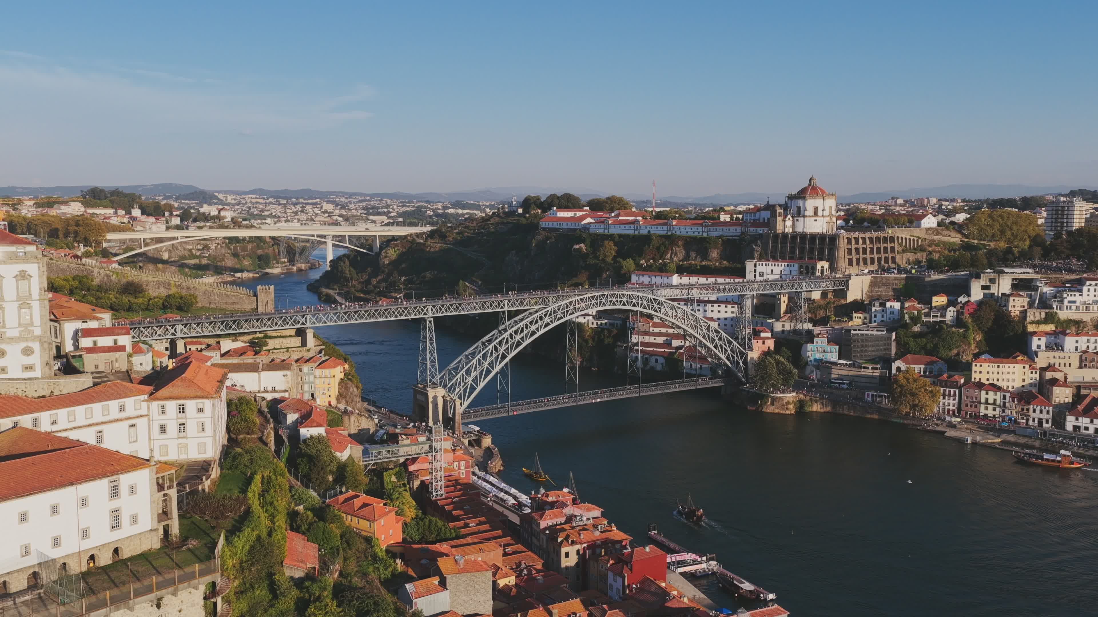 Aerial View of Dom Luís I Bridge in Porto Free Stock Video Footage ...