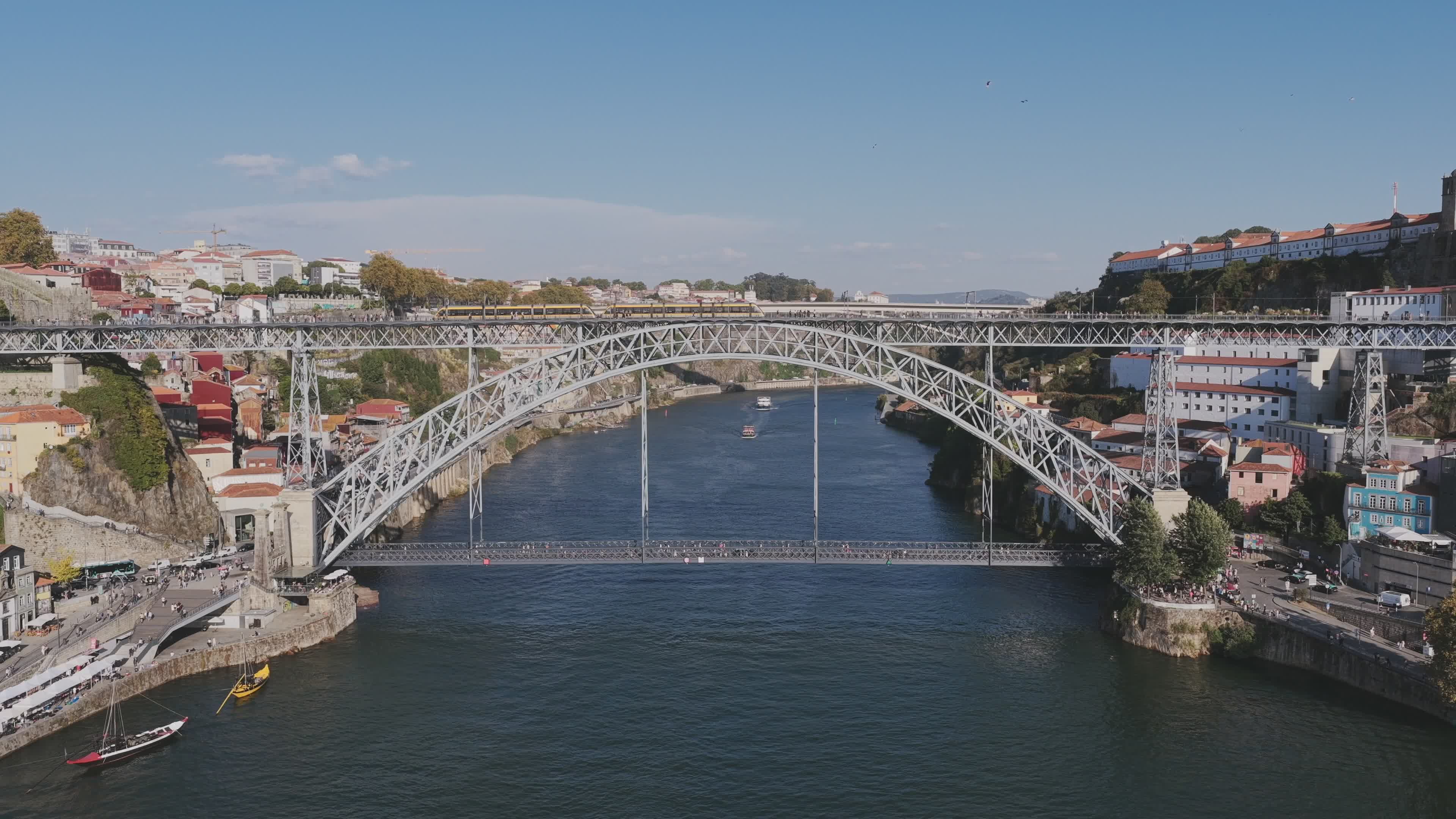 Aerial View of Dom Luís I Bridge in Porto Free Stock Video Footage ...