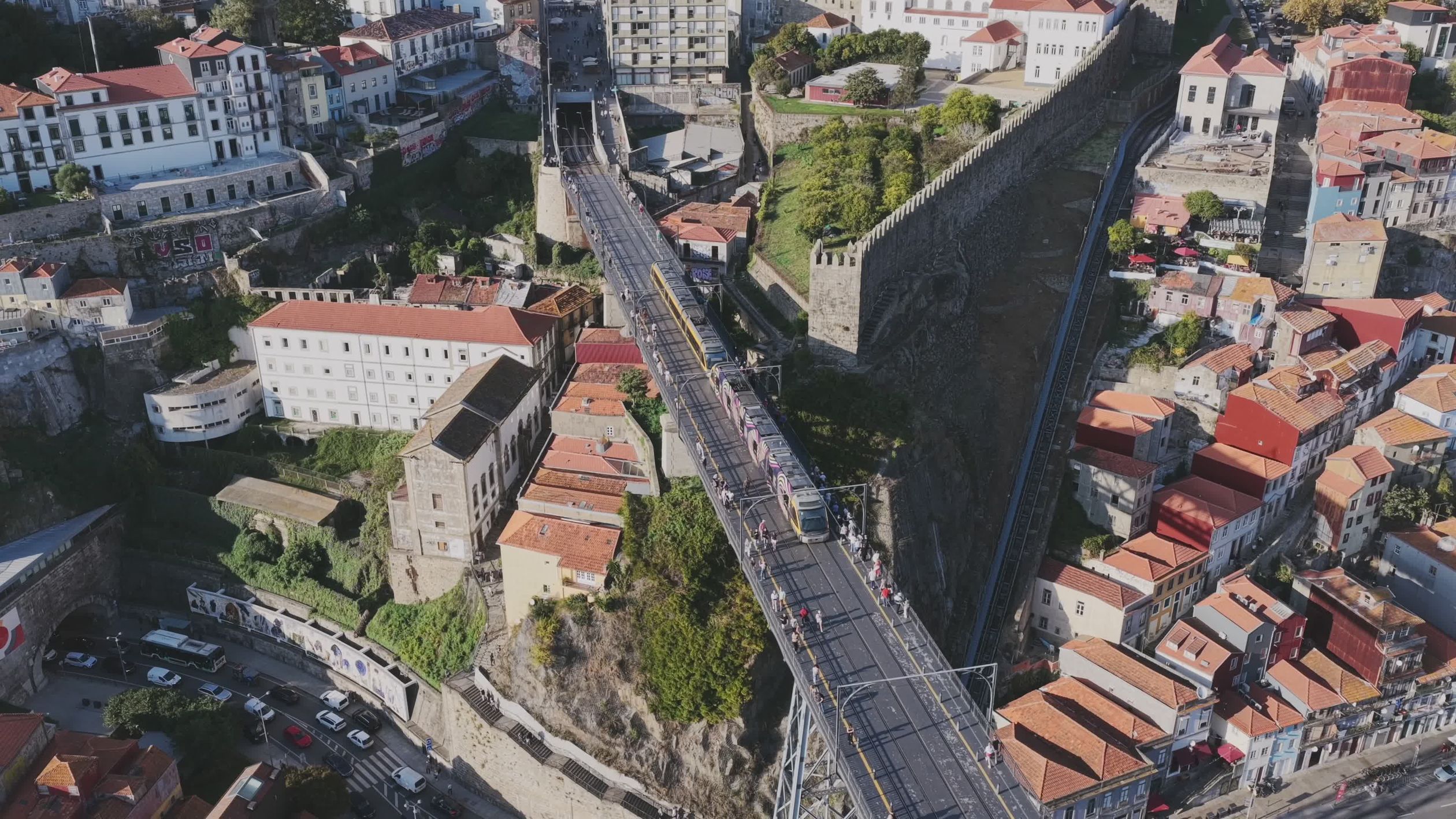 Aerial View of Dom Luis I Bridge in Porto Free Stock Video Footage ...