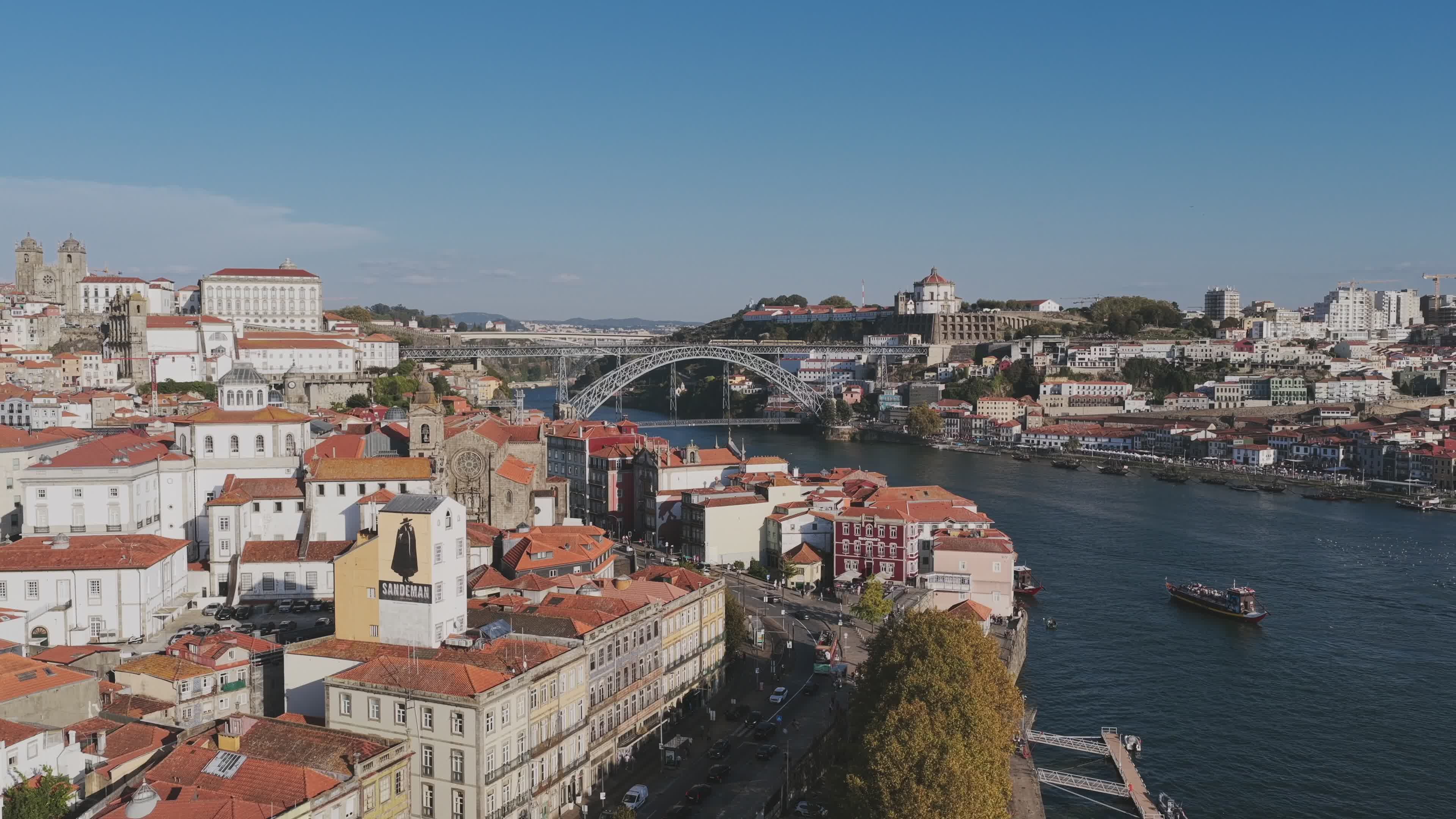 Aerial View of Dom Luis I Bridge, Porto Free Stock Video Footage ...
