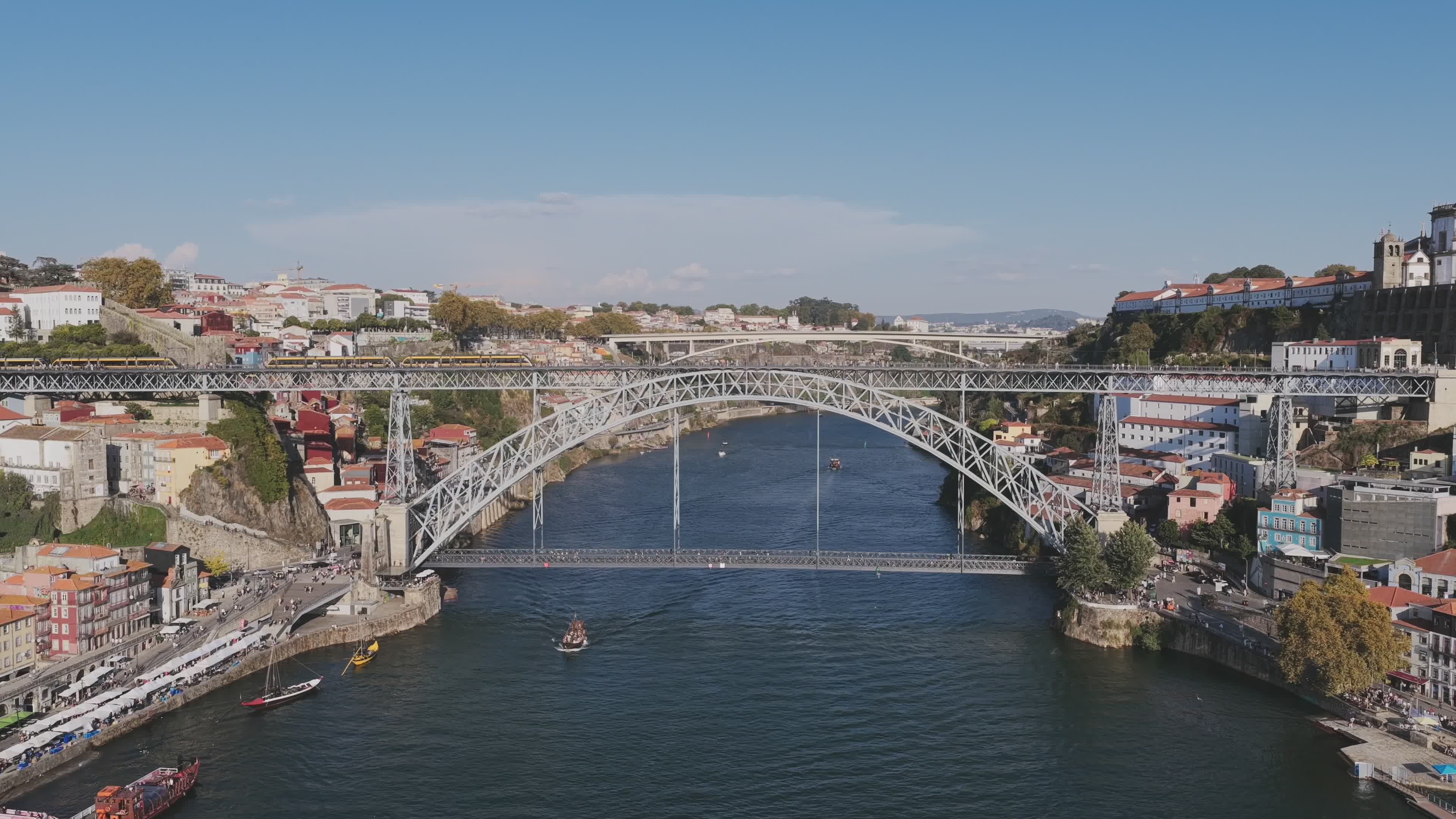Aerial View of Dom Luís I Bridge in Porto Free Stock Video Footage ...