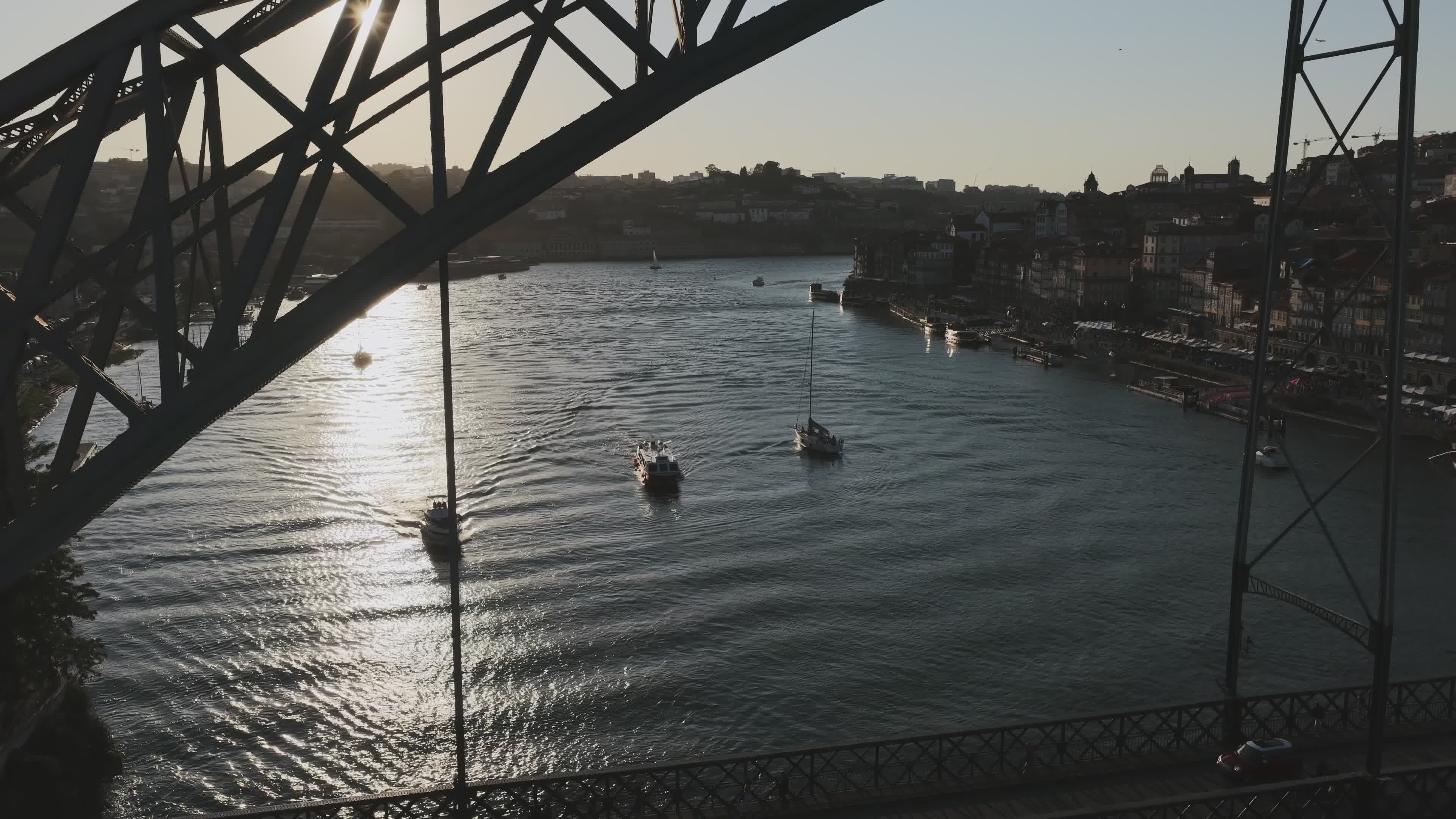 Aerial View of Dom Luís I Bridge in Porto Free Stock Video Footage ...