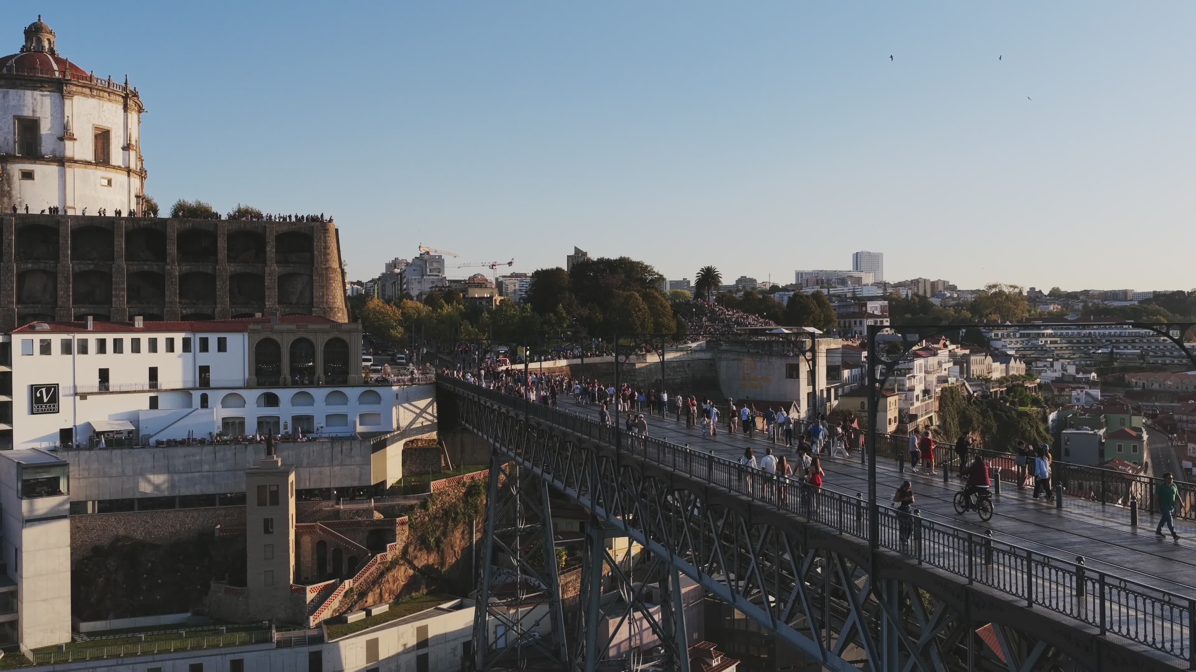 Aerial View of Dom Luís I Bridge in Porto Free Stock Video Footage ...